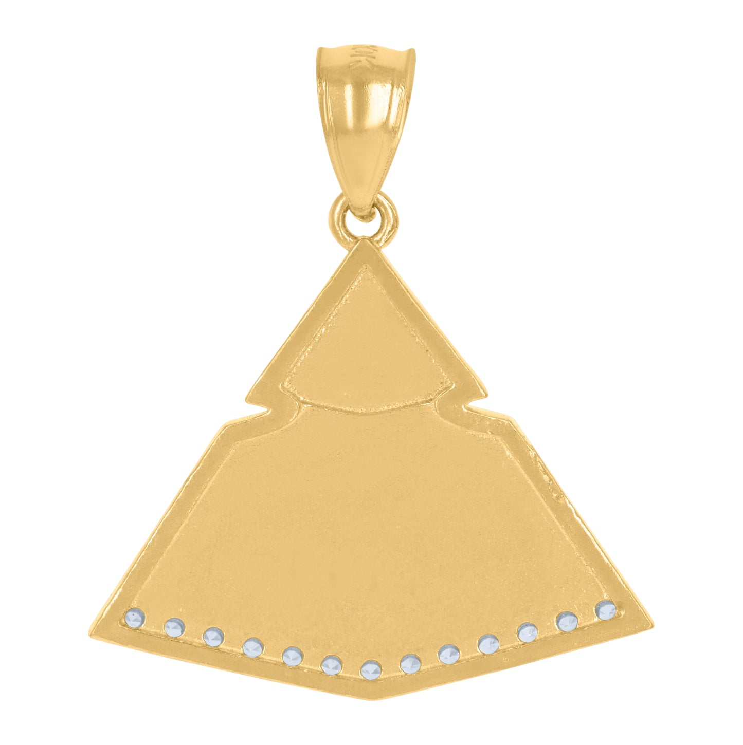 10K Yellow Gold Unisex Cubic-Zirconia Pyramid Egyptian Charm Pendant