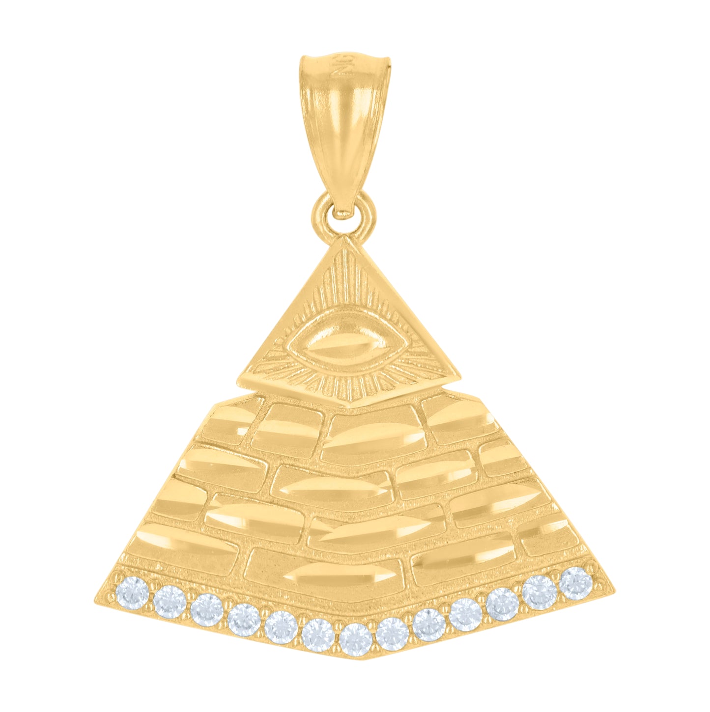 10K Yellow Gold Unisex Cubic-Zirconia Pyramid Egyptian Charm Pendant