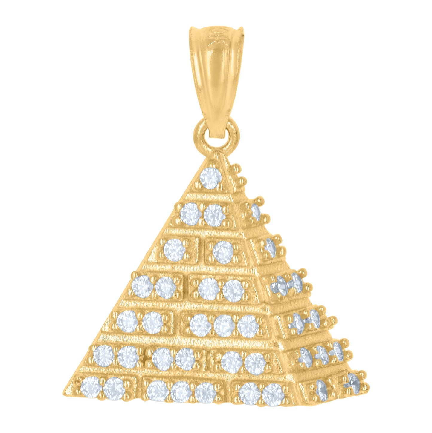 10K Yellow Gold Unisex Cubic-Zirconia Pyramid Egyptian Charm Pendant