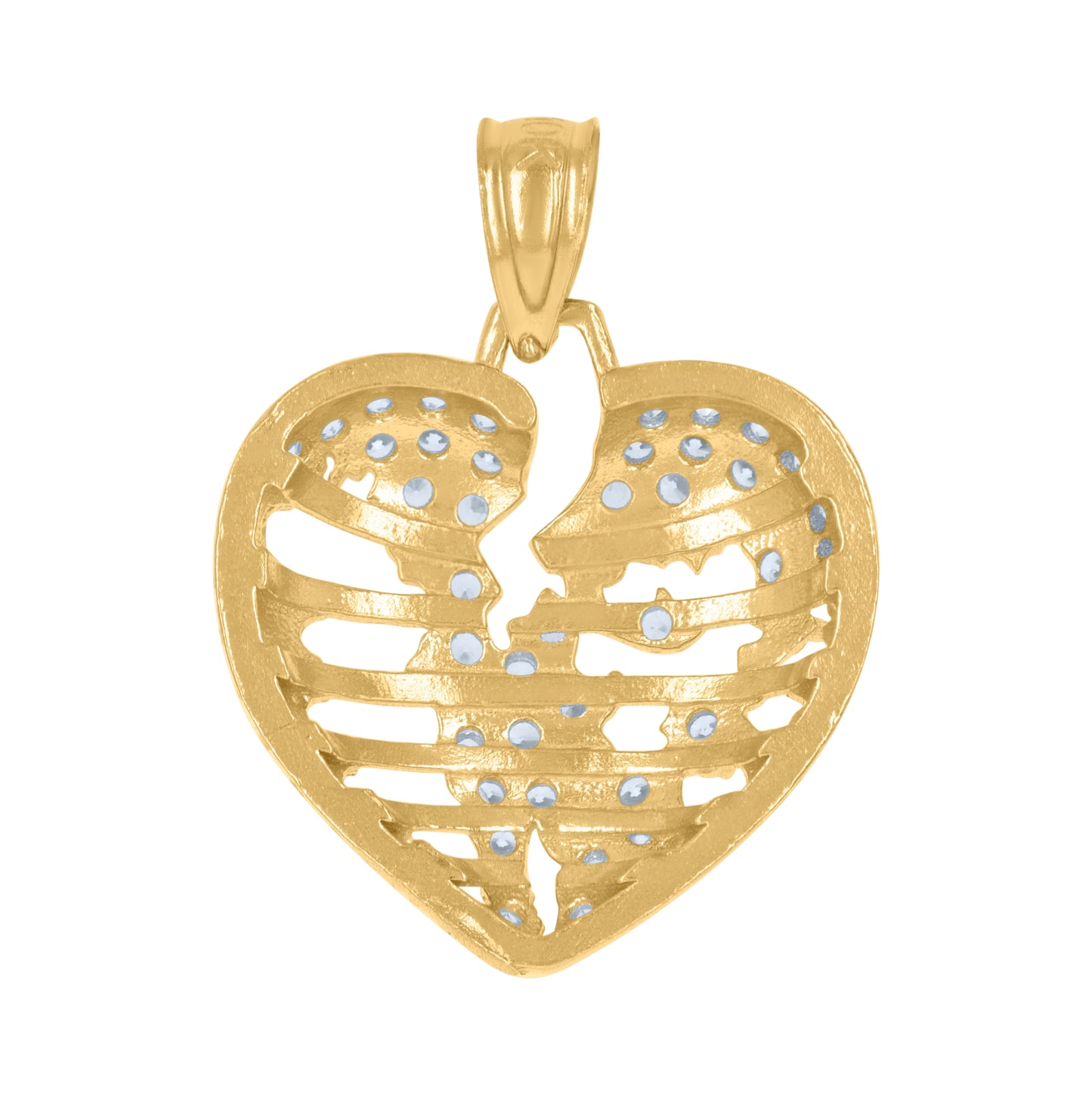 10K Yellow Gold Womens Cubic-Zirconia Heart Charm Pendant