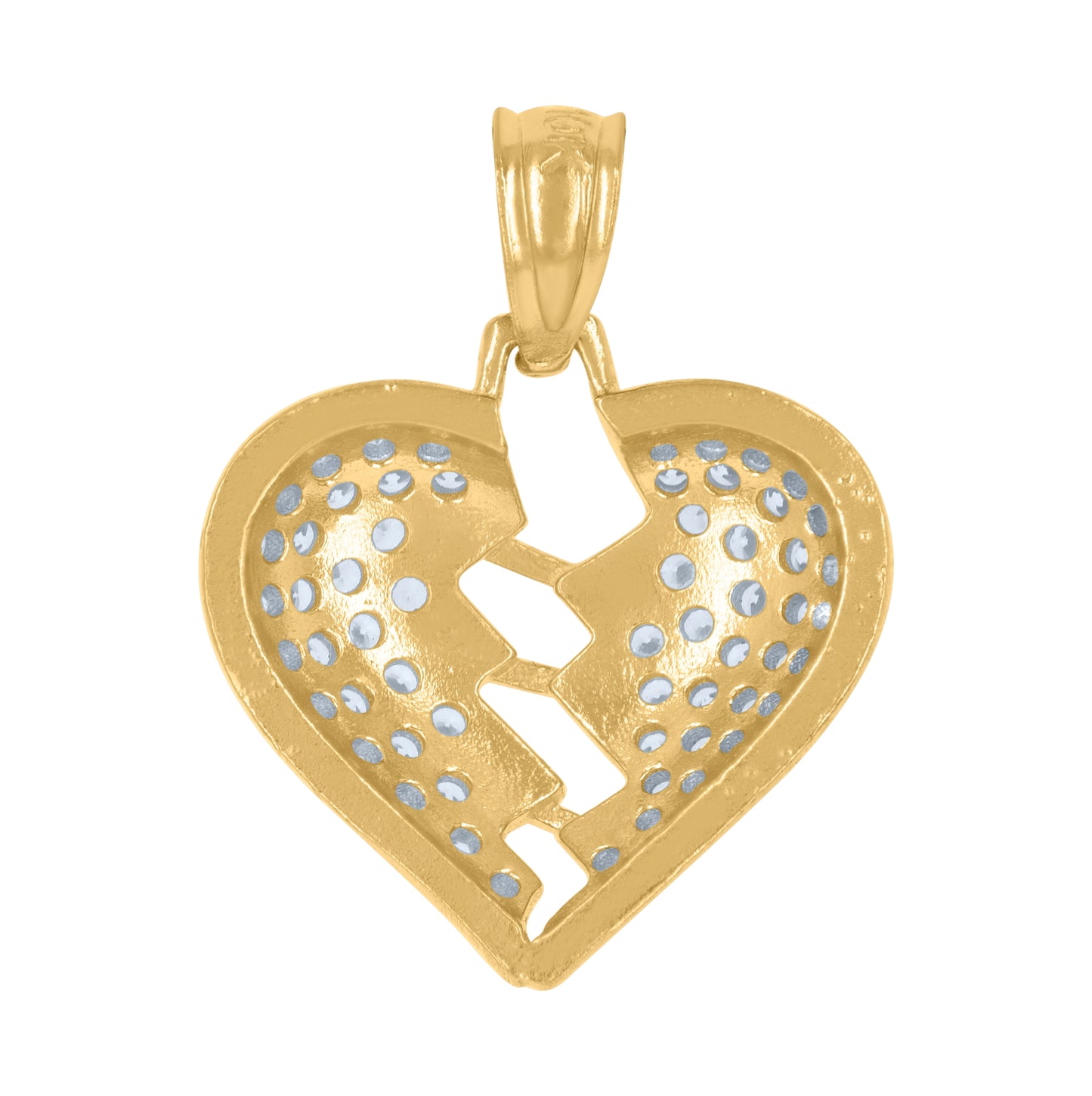 10K Yellow Gold Womens Cubic-Zirconia Heart Charm Pendant