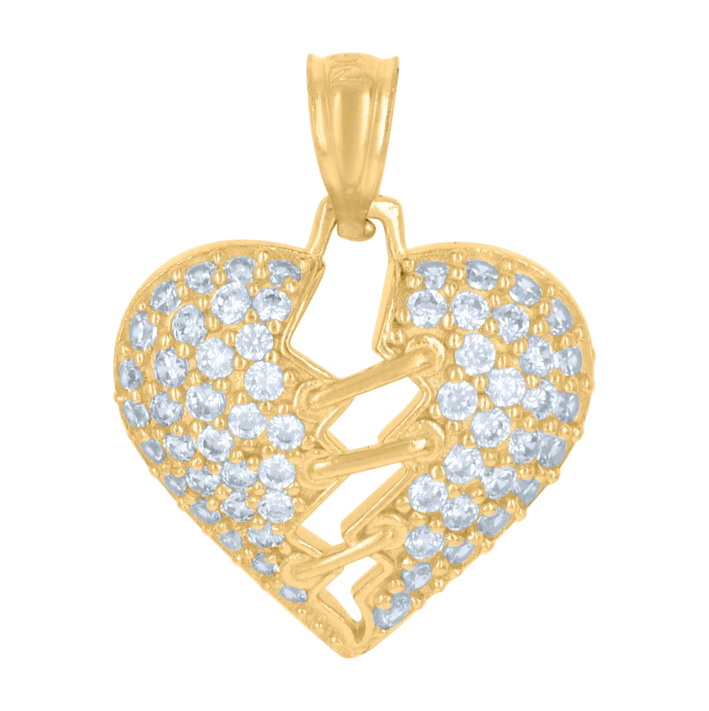 10K Yellow Gold Womens Cubic-Zirconia Heart Charm Pendant