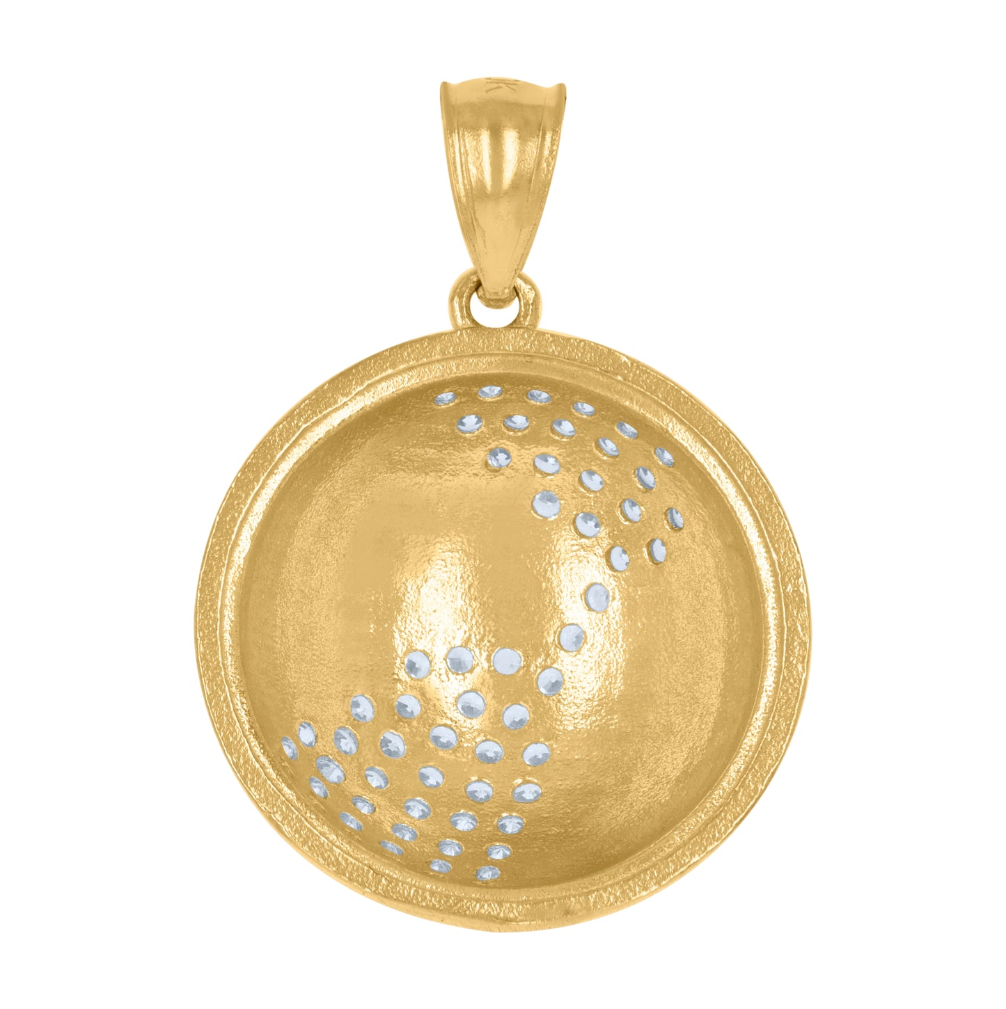 10K Yellow Gold Mens Cubic-Zirconia World Map Charm Pendant