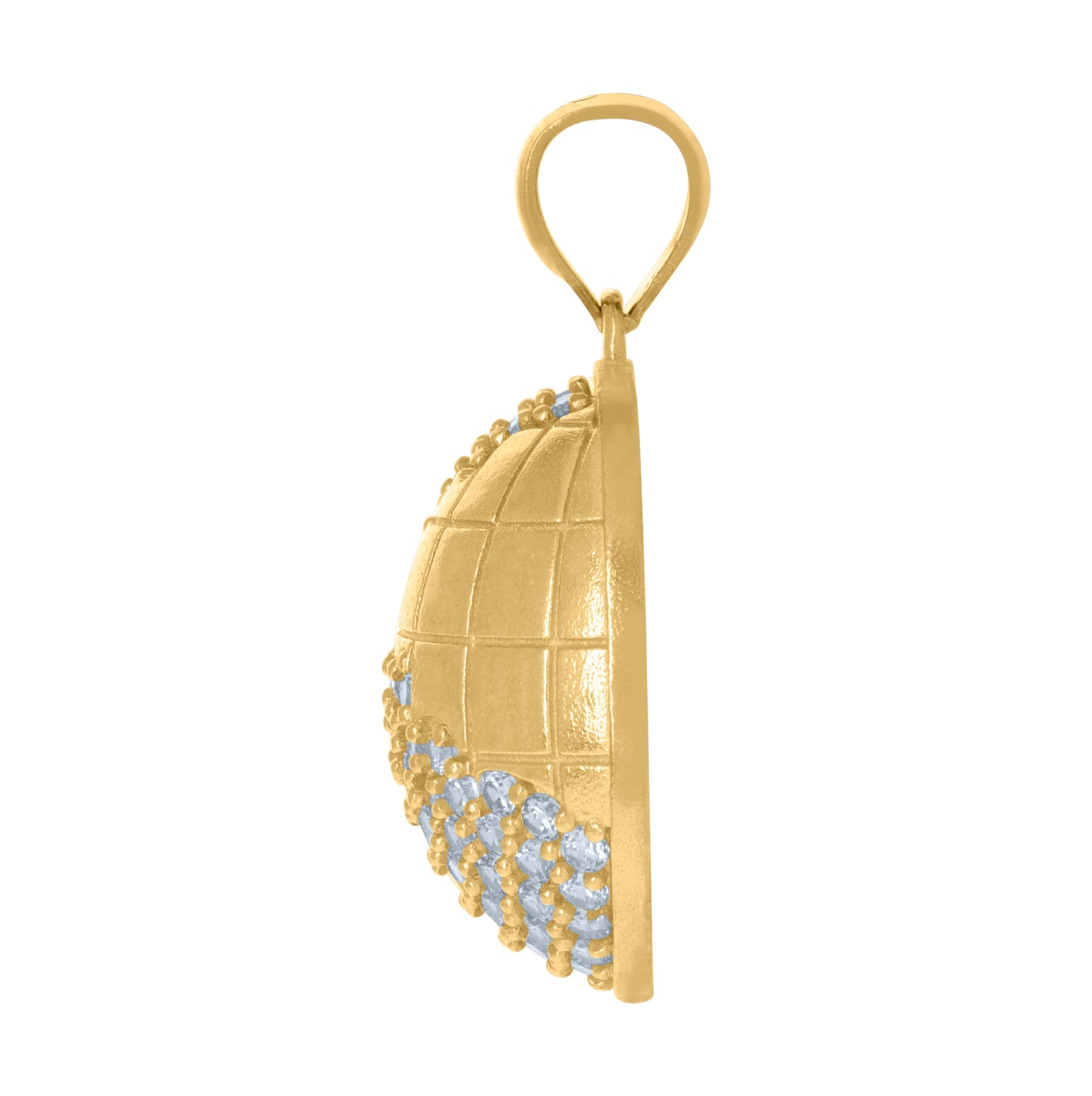 10K Yellow Gold Mens Cubic-Zirconia World Map Charm Pendant