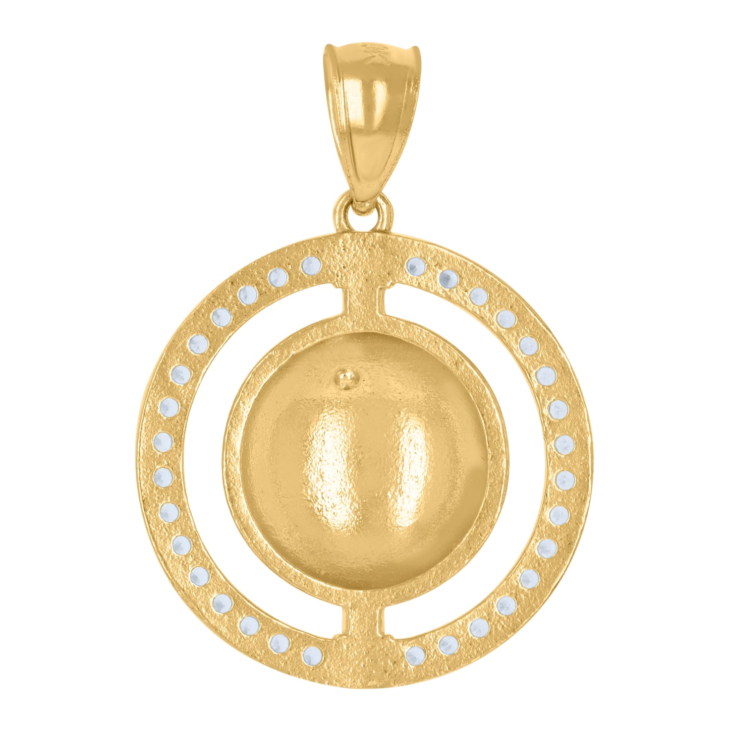 10K Yellow Gold Mens Cubic-Zirconia World Map Charm Pendant