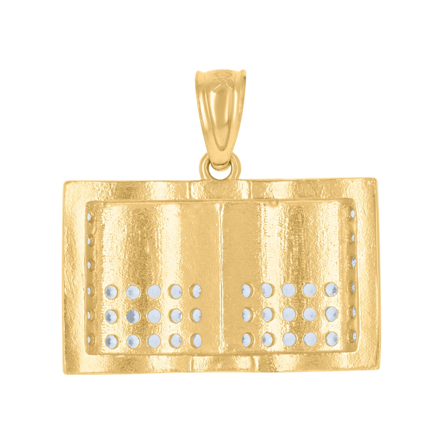 10K Yellow Gold Mens Cubic-Zirconia Holy Bible Holy Book Symbol Religious Charm Pendant