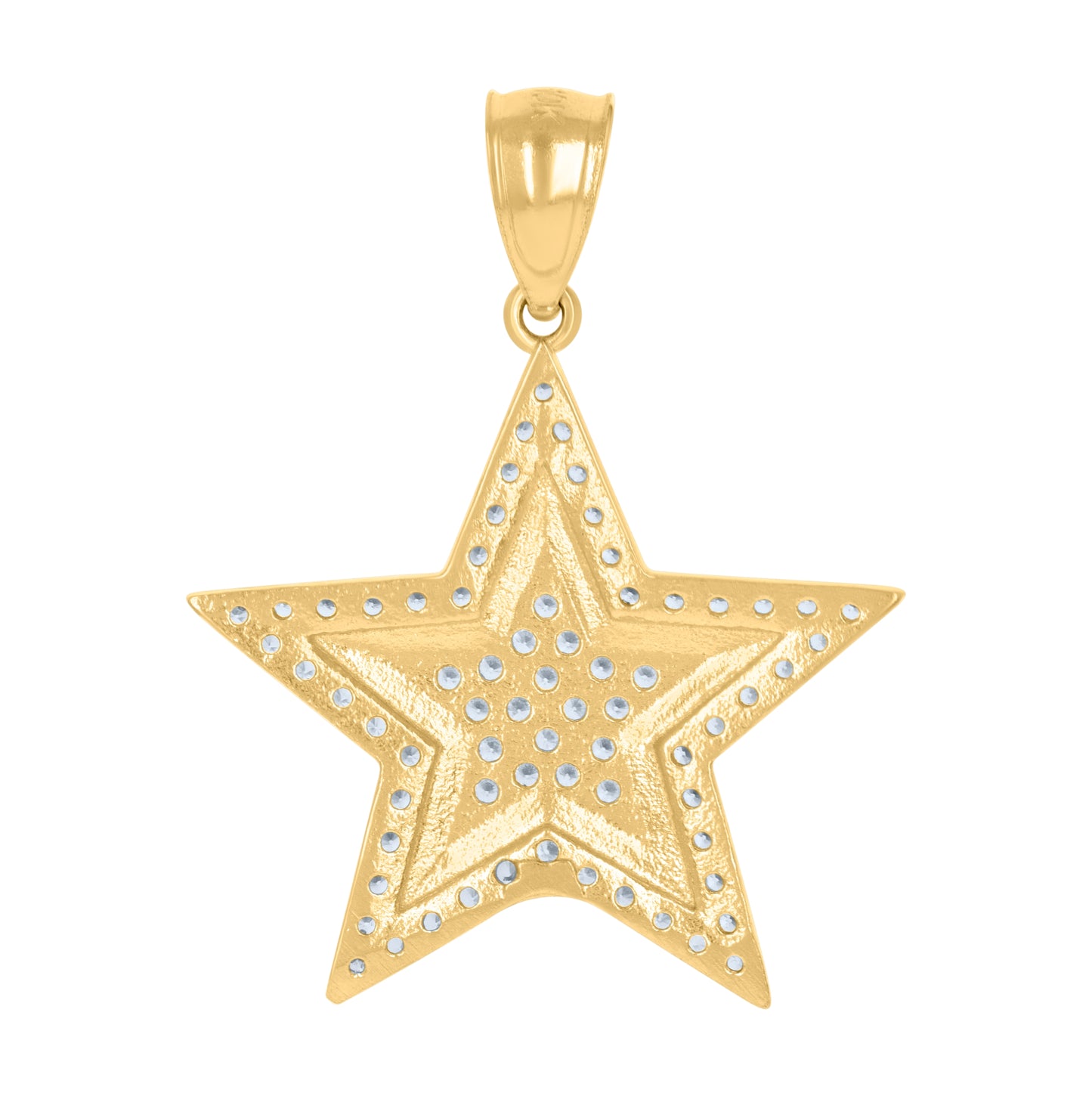 10K Yellow Gold Unisex Cubic-Zirconia Star Nautical Charm Pendant