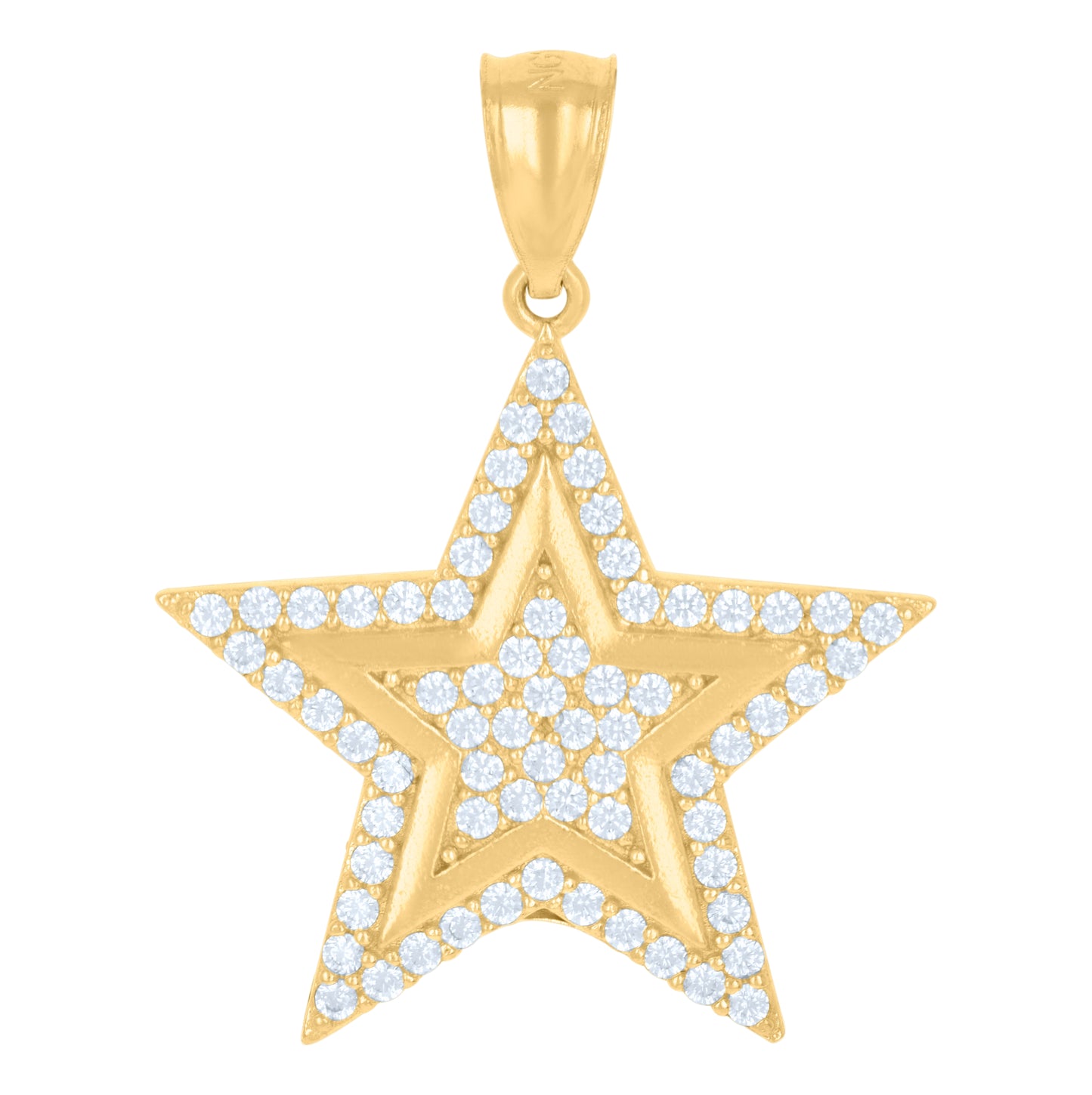 10K Yellow Gold Unisex Cubic-Zirconia Star Nautical Charm Pendant