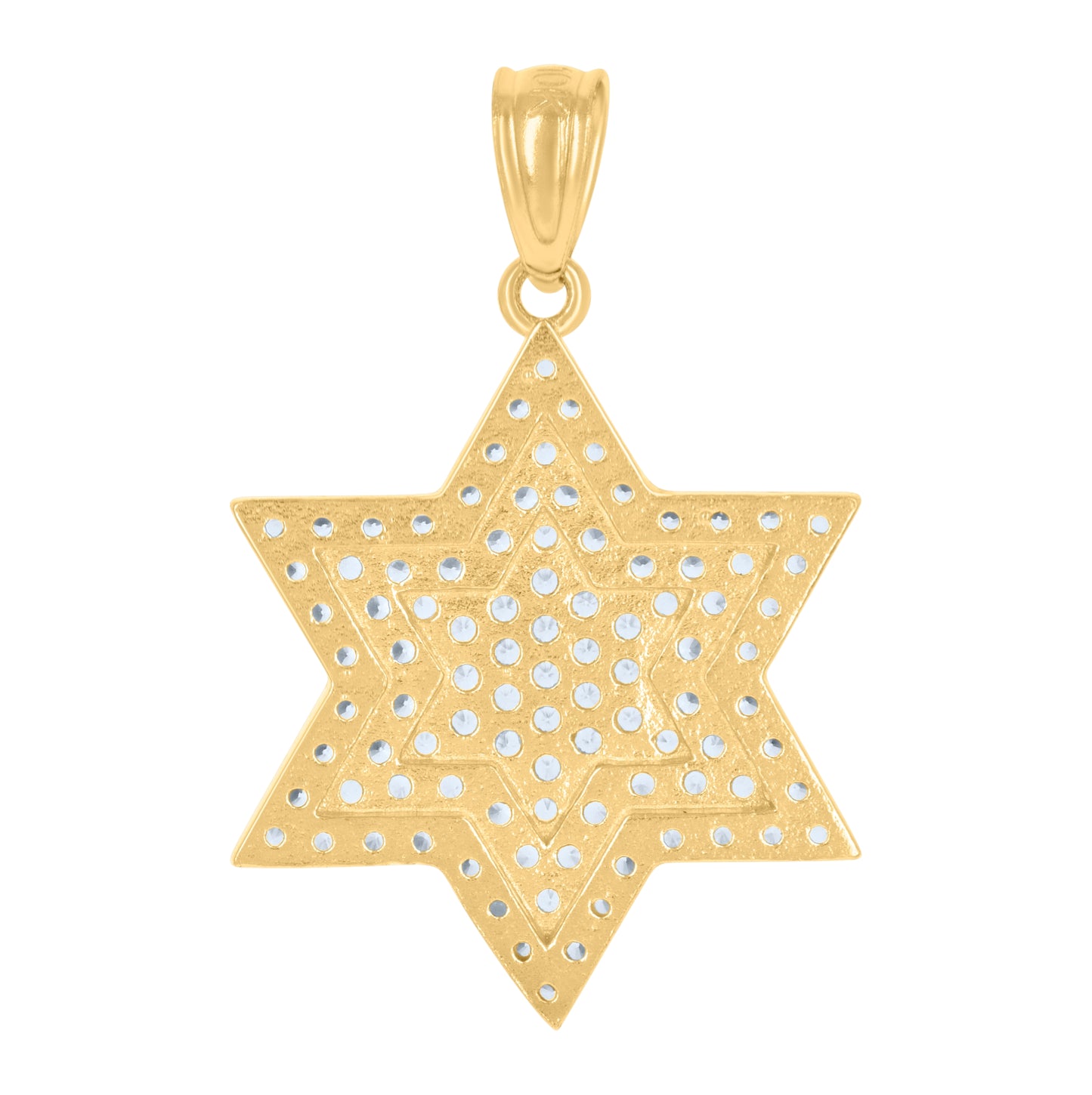 10K Yellow Gold Unisex Cubic-Zirconia Star Of David Symbol Religious Charm Pendant