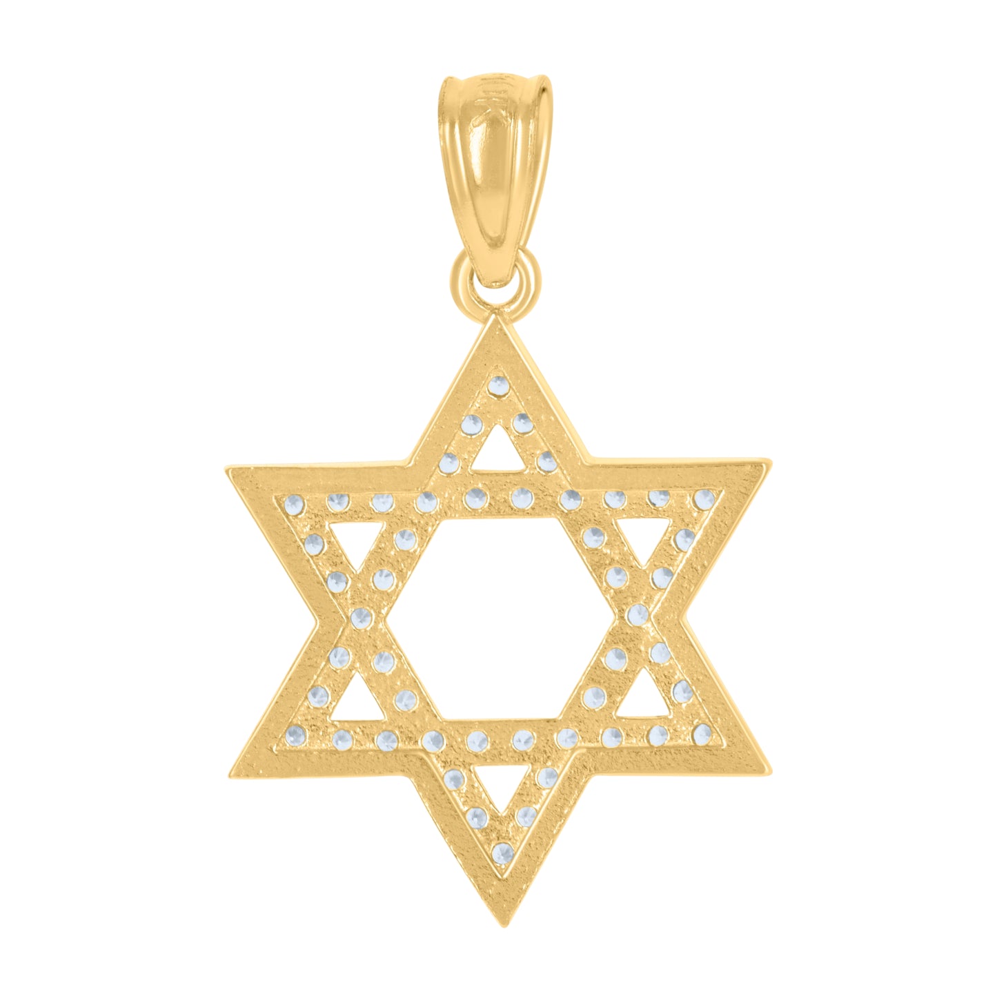 10K Yellow Gold Unisex Cubic-Zirconia Star Of David Symbol Religious Charm Pendant