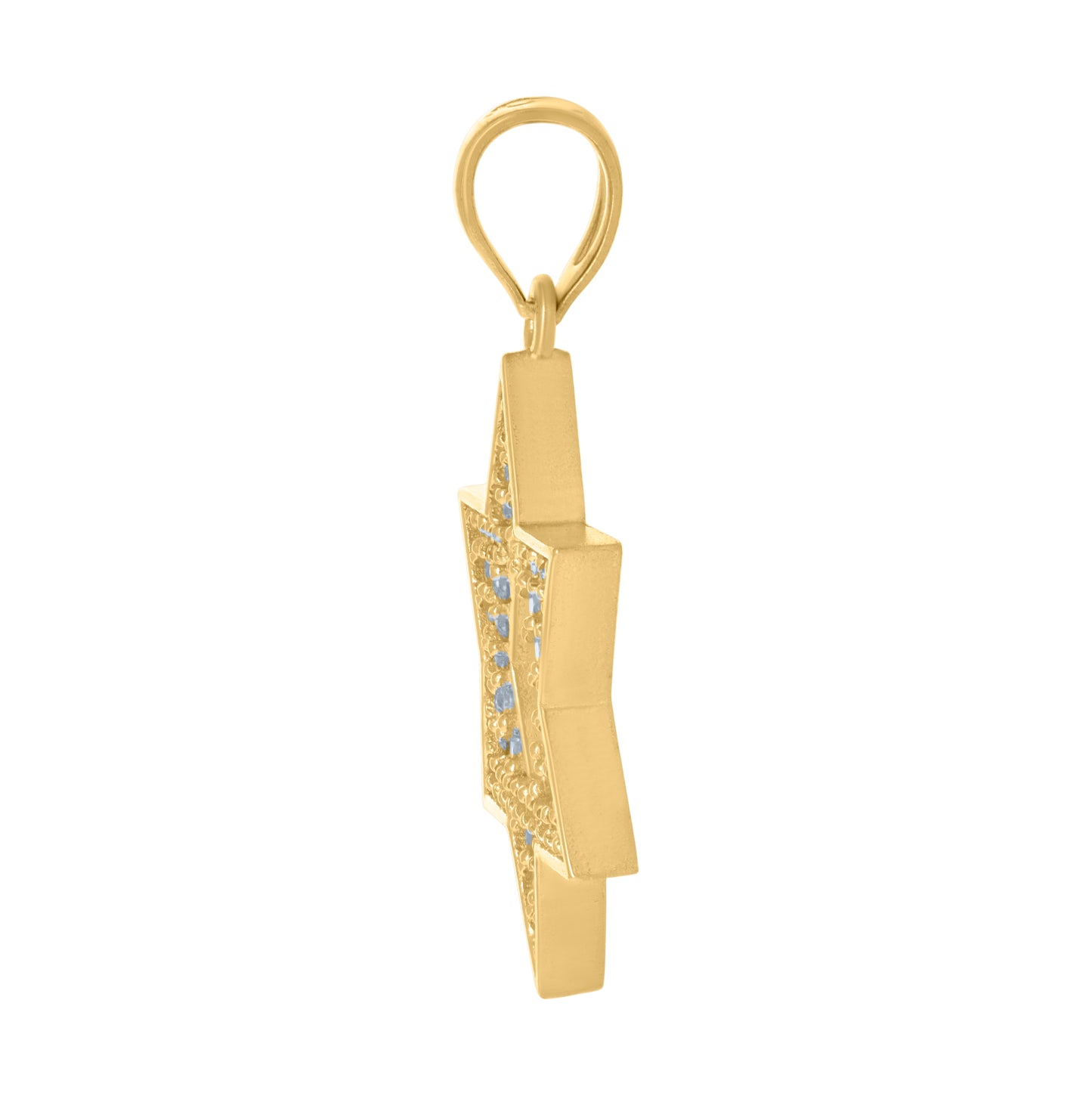 10K Yellow Gold Unisex Cubic-Zirconia Star Of David Symbol Religious Charm Pendant