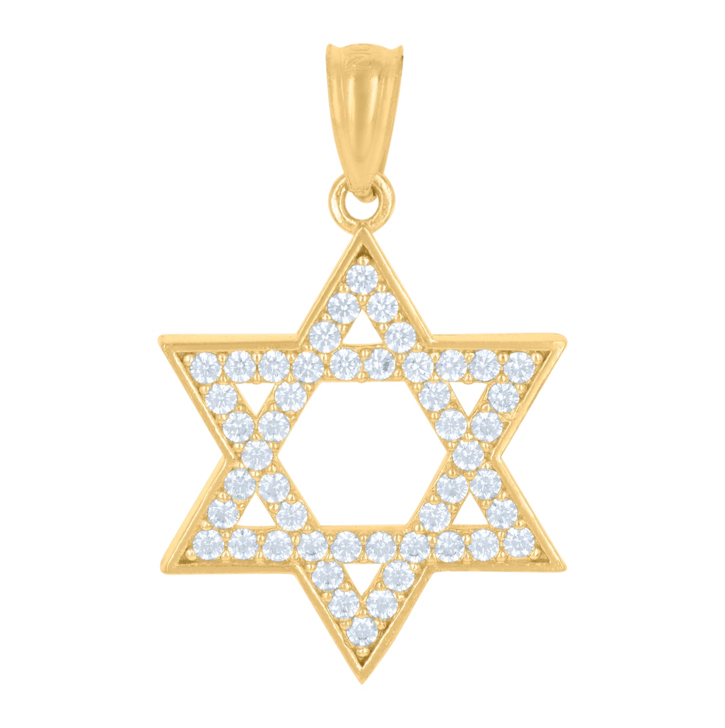 10K Yellow Gold Unisex Cubic-Zirconia Star Of David Symbol Religious Charm Pendant