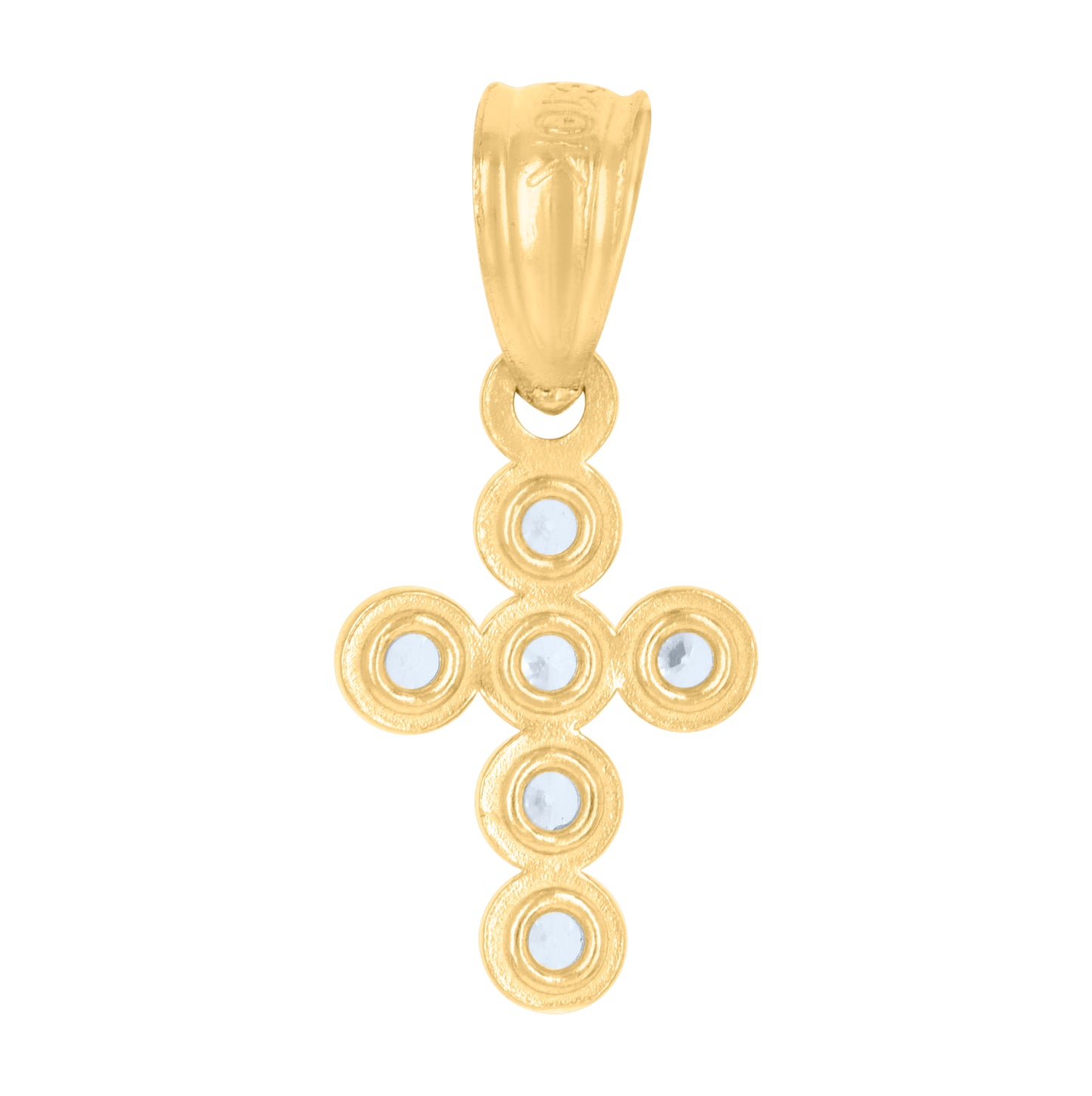 10K Yellow Gold Womens Cubic-Zirconia Cross Religious Charm Pendant