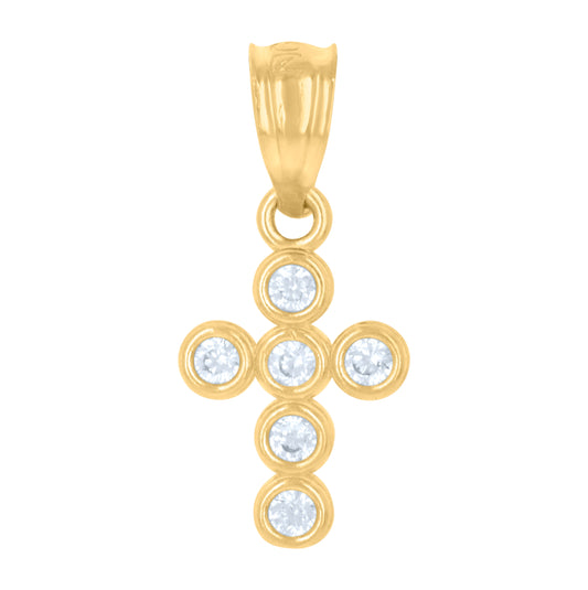 10K Yellow Gold Womens Cubic-Zirconia Cross Religious Charm Pendant