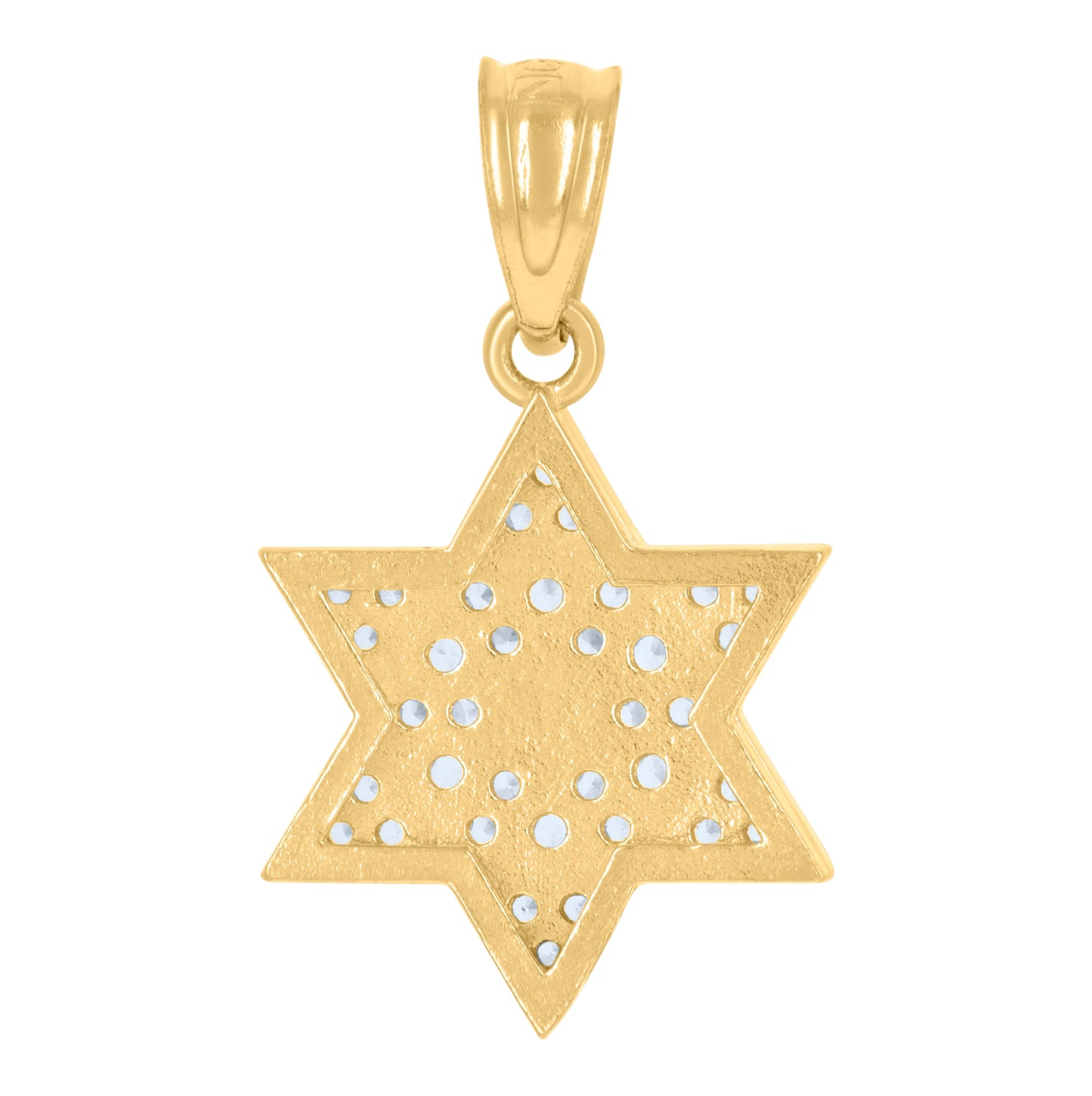 10K Yellow Gold Unisex Cubic-Zirconia Star Of David Symbol Religious Charm Pendant