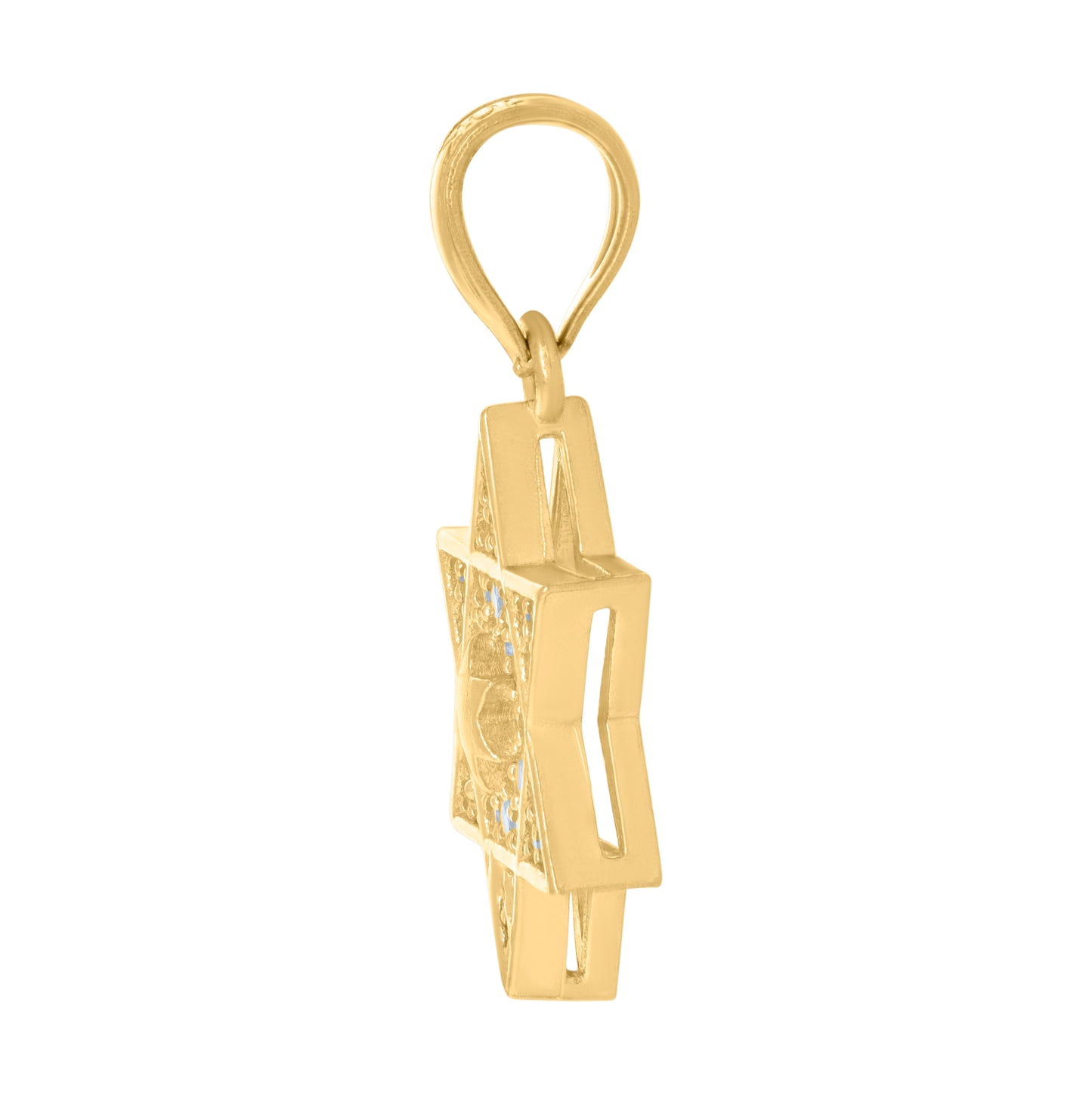 10K Yellow Gold Unisex Cubic-Zirconia Star Of David Symbol Religious Charm Pendant