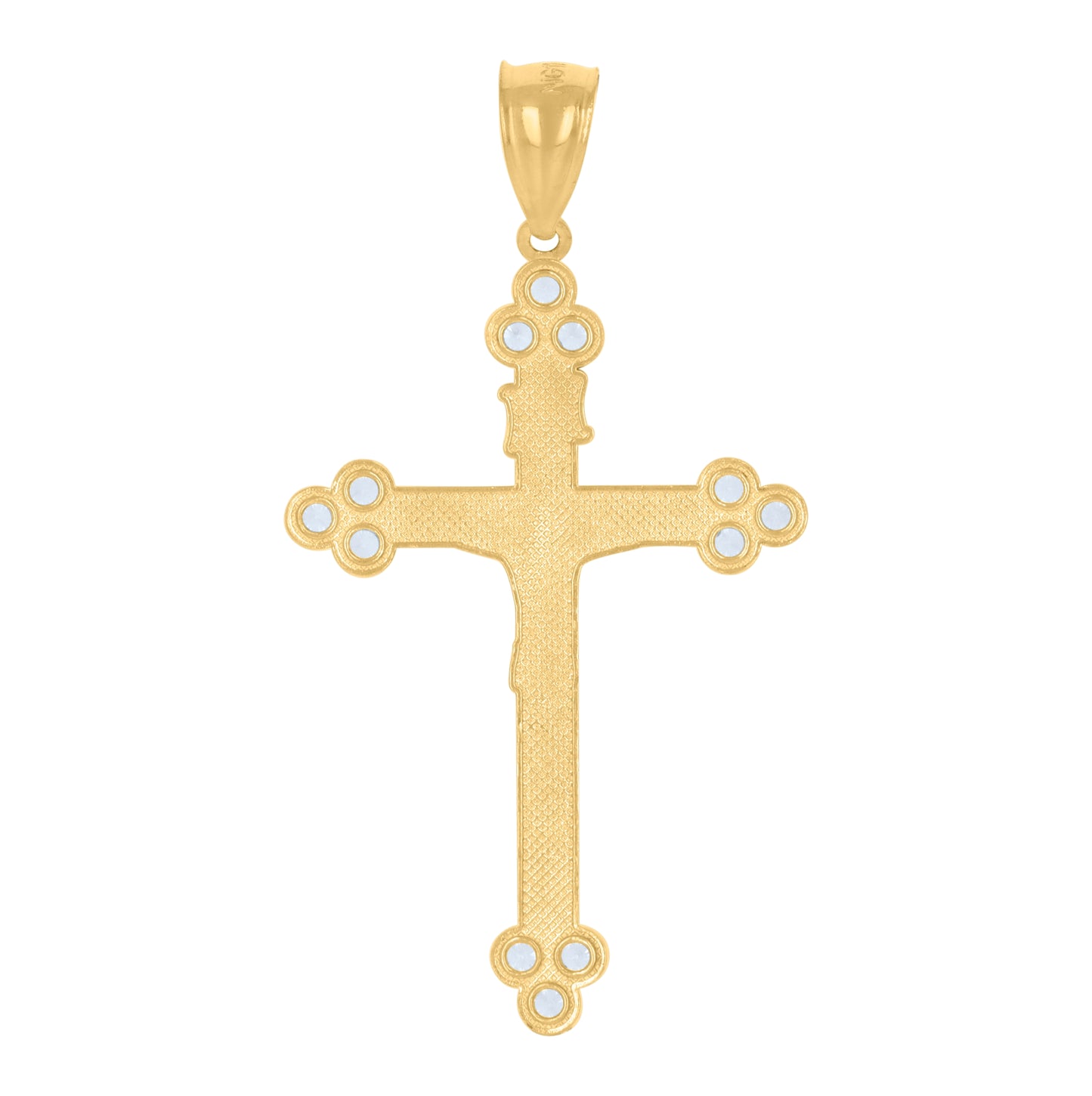 10K Yellow Gold Unisex Cubic-Zirconia Crucifix Cross Religious Charm Pendant
