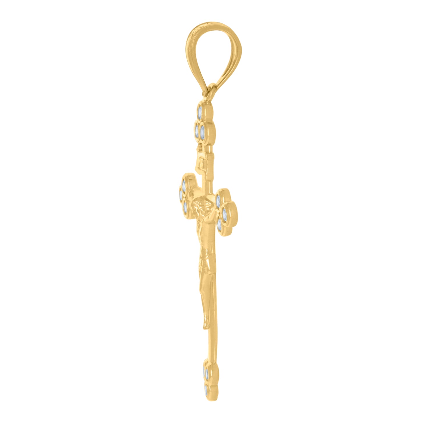 10K Yellow Gold Unisex Cubic-Zirconia Crucifix Cross Religious Charm Pendant