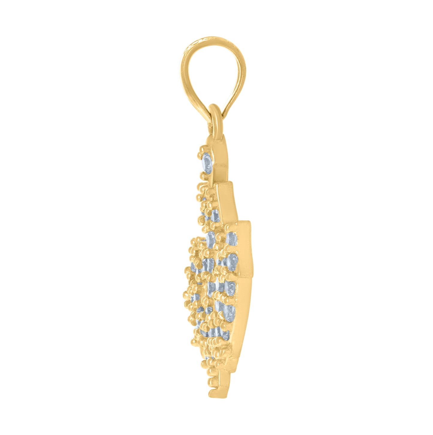 10K Yellow Gold Unisex Cubic-Zirconia ALLAH Symbol Religious Charm Pendant