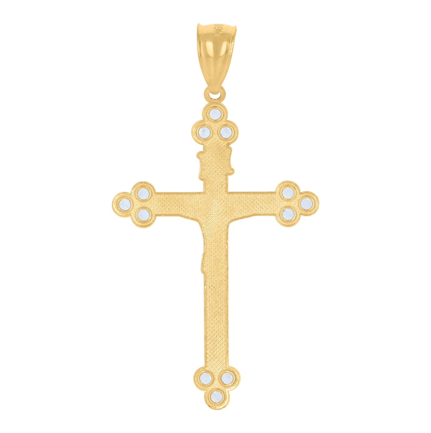 10K Yellow Gold Unisex Cubic-Zirconia Crucifix Cross Religious Charm Pendant