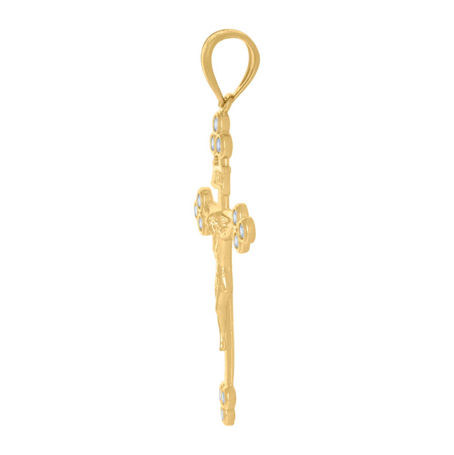 10K Yellow Gold Unisex Cubic-Zirconia Crucifix Cross Religious Charm Pendant