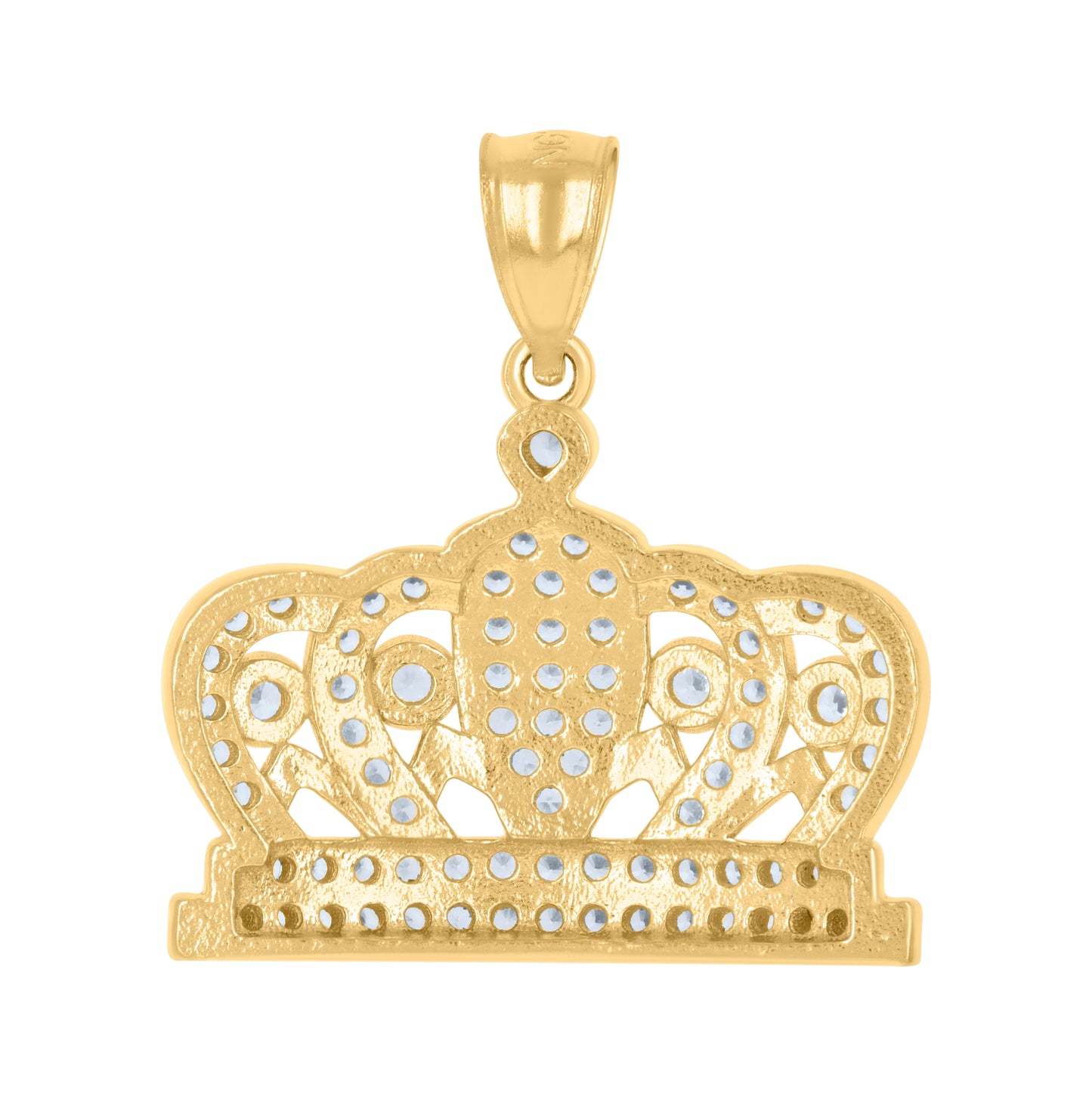 10K Yellow Gold Mens Cubic-Zirconia Crown Fashion Charm Pendant