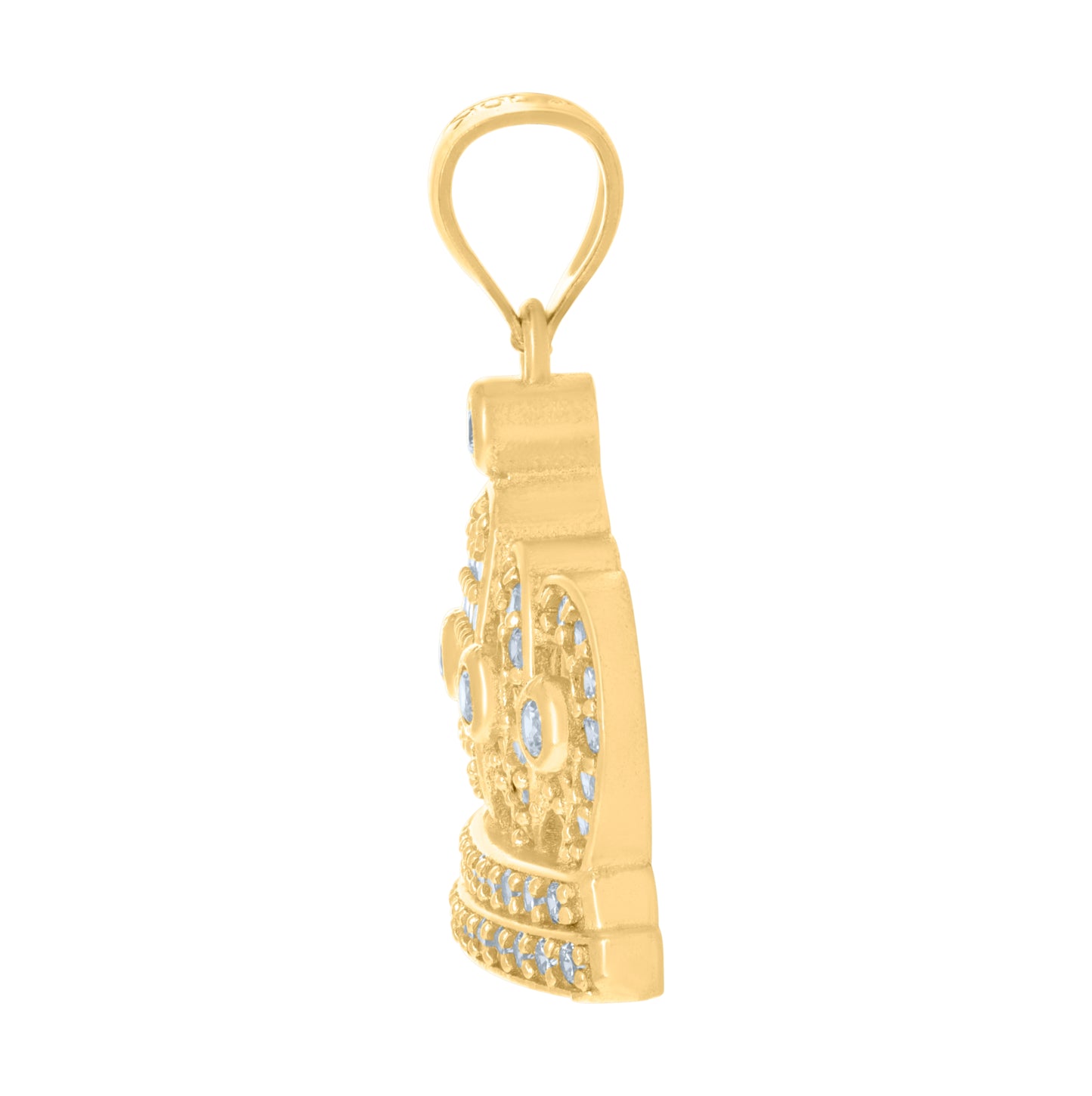 10K Yellow Gold Mens Cubic-Zirconia Crown Fashion Charm Pendant