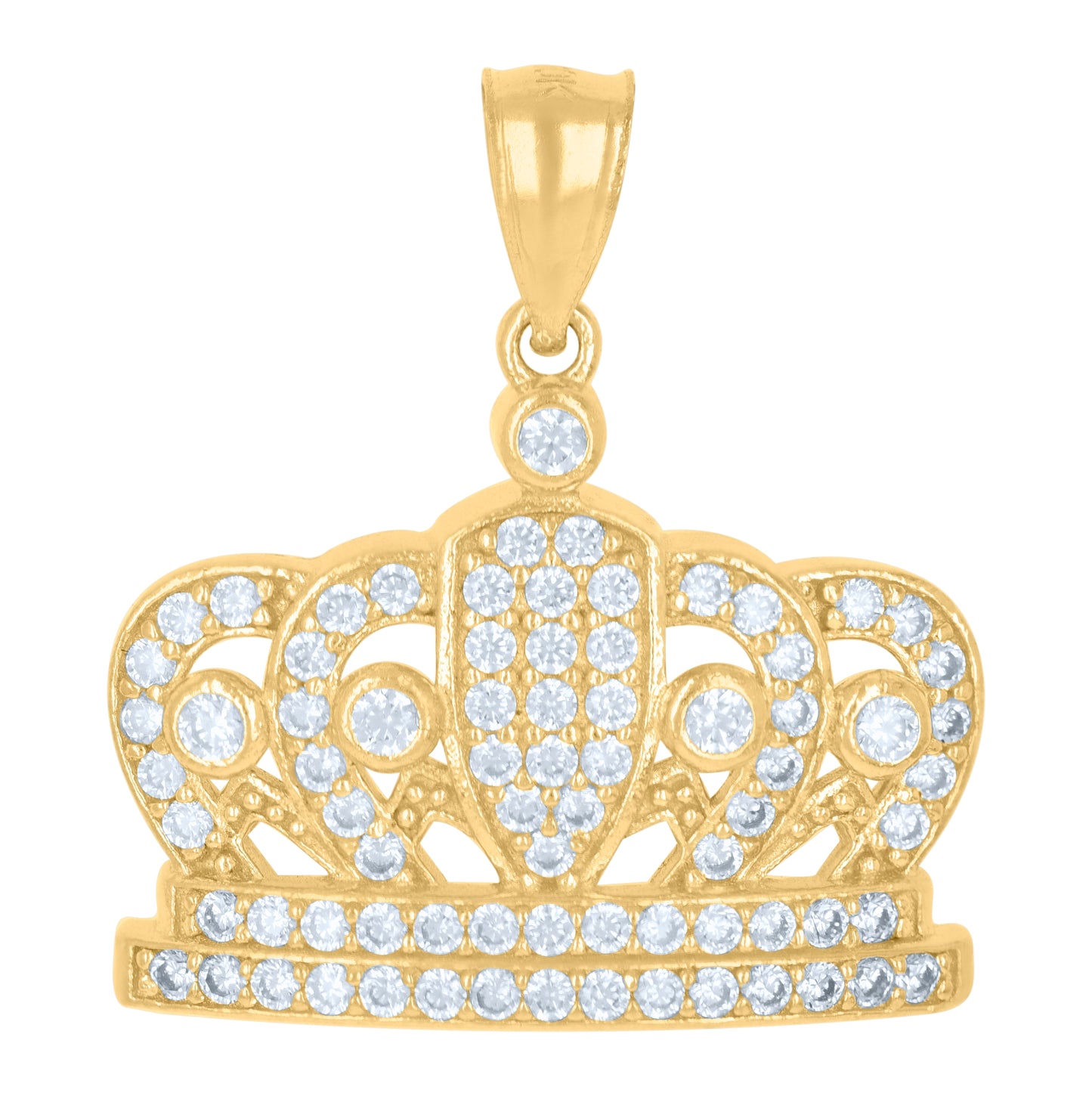 10K Yellow Gold Mens Cubic-Zirconia Crown Fashion Charm Pendant
