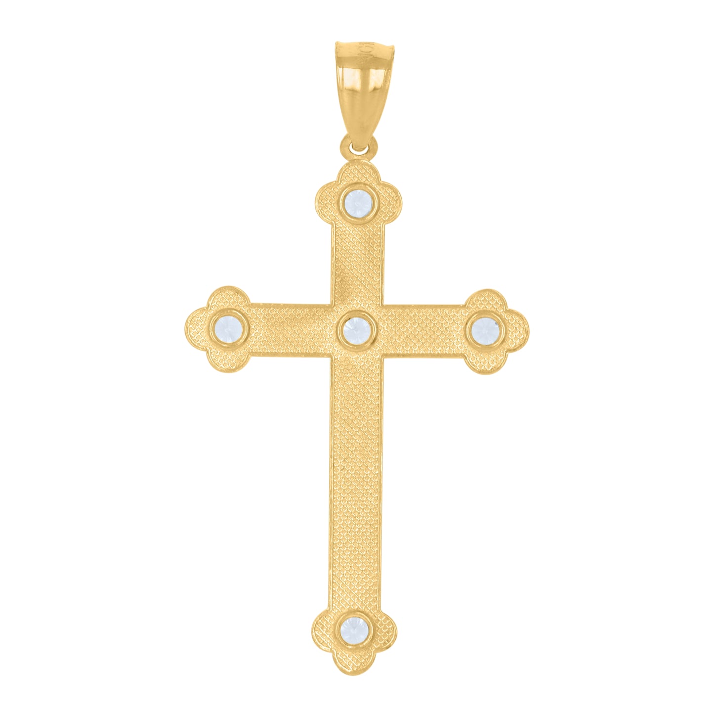 10K Yellow Gold Unisex Cubic-Zirconia Cross Religious Charm Pendant