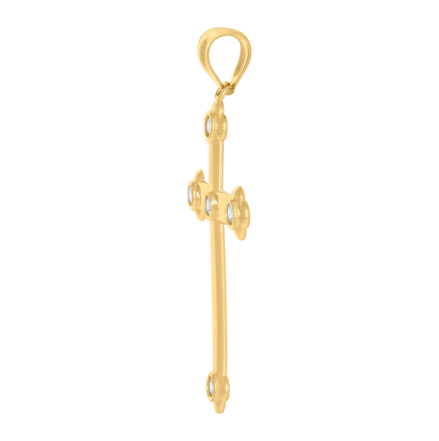 10K Yellow Gold Unisex Cubic-Zirconia Cross Religious Charm Pendant