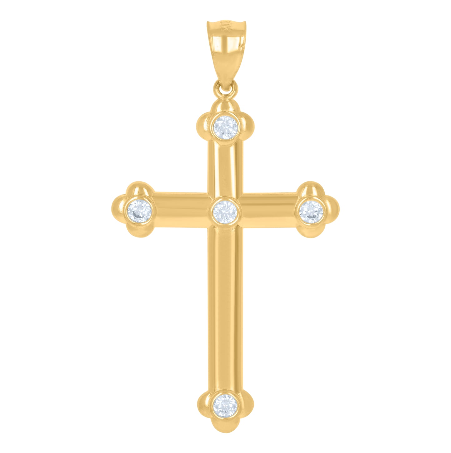 10K Yellow Gold Unisex Cubic-Zirconia Cross Religious Charm Pendant