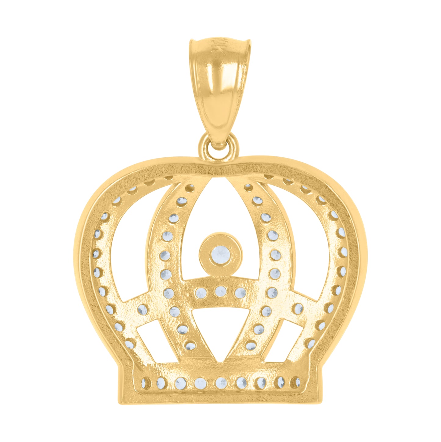 10K Yellow Gold Mens Cubic-Zirconia Crown Fashion Charm Pendant