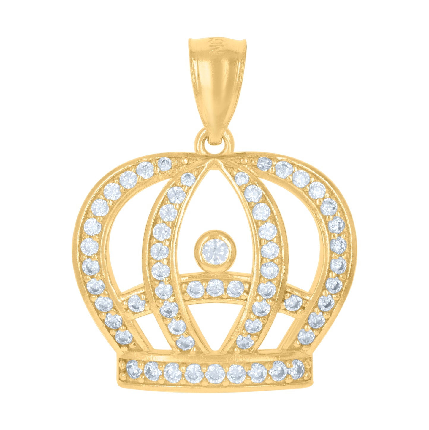 10K Yellow Gold Mens Cubic-Zirconia Crown Fashion Charm Pendant