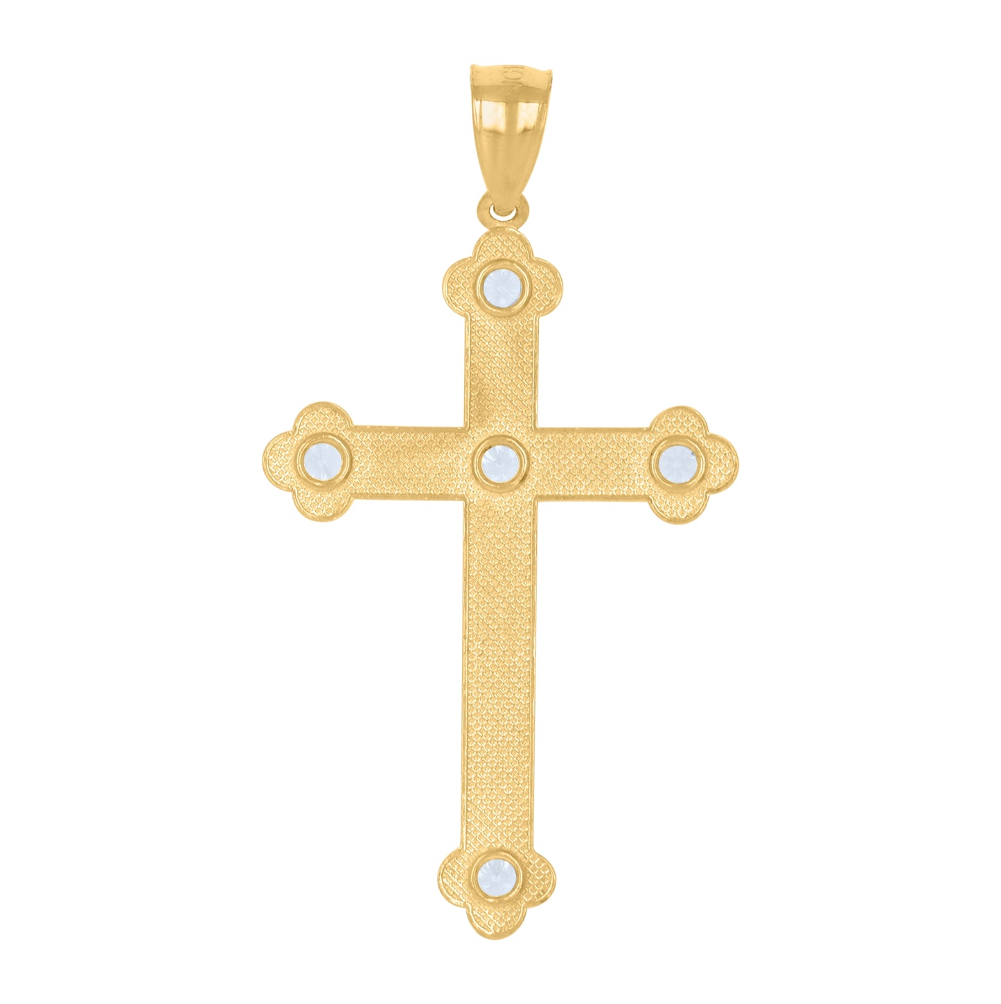 10K Yellow Gold Unisex Cubic-Zirconia Cross Religious Charm Pendant