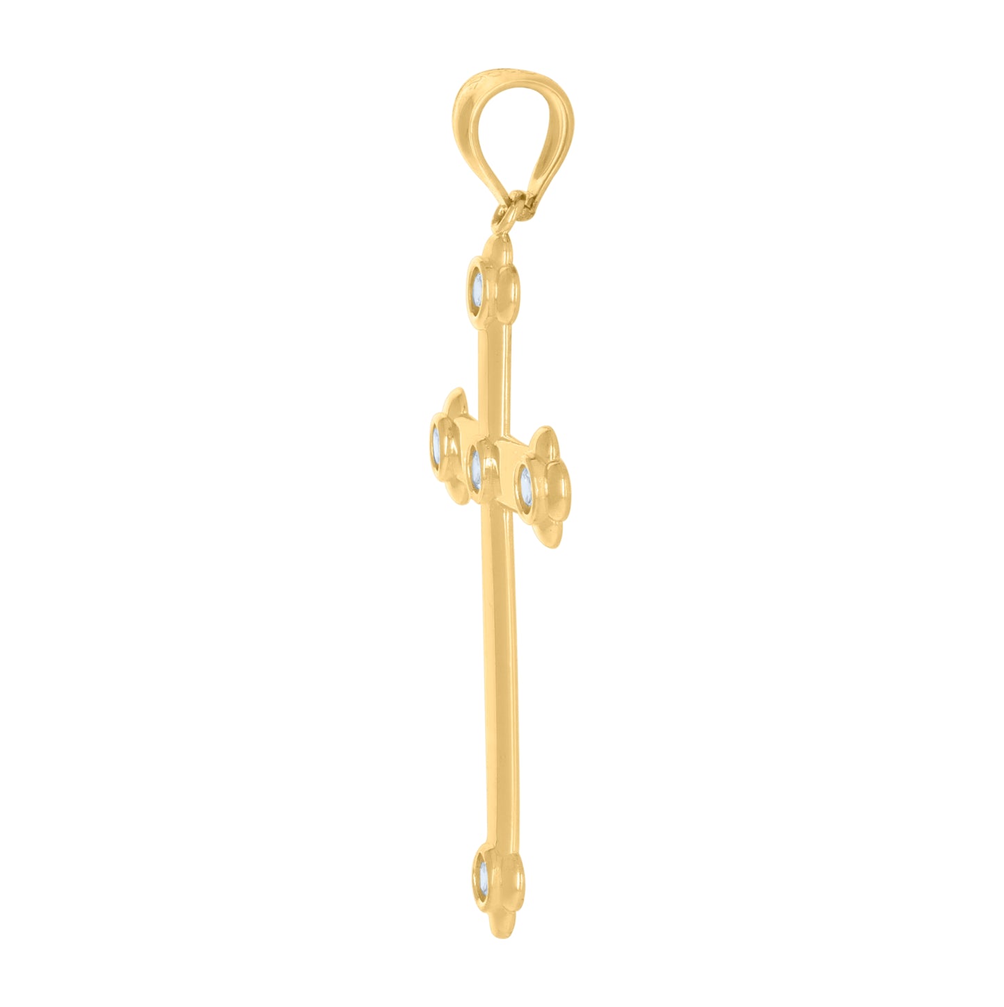 10K Yellow Gold Unisex Cubic-Zirconia Cross Religious Charm Pendant