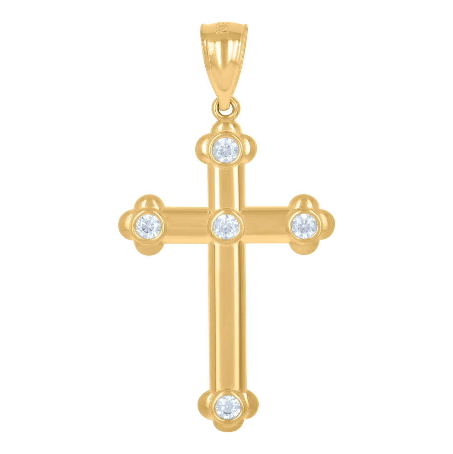 10K Yellow Gold Unisex Cubic-Zirconia Cross Religious Charm Pendant