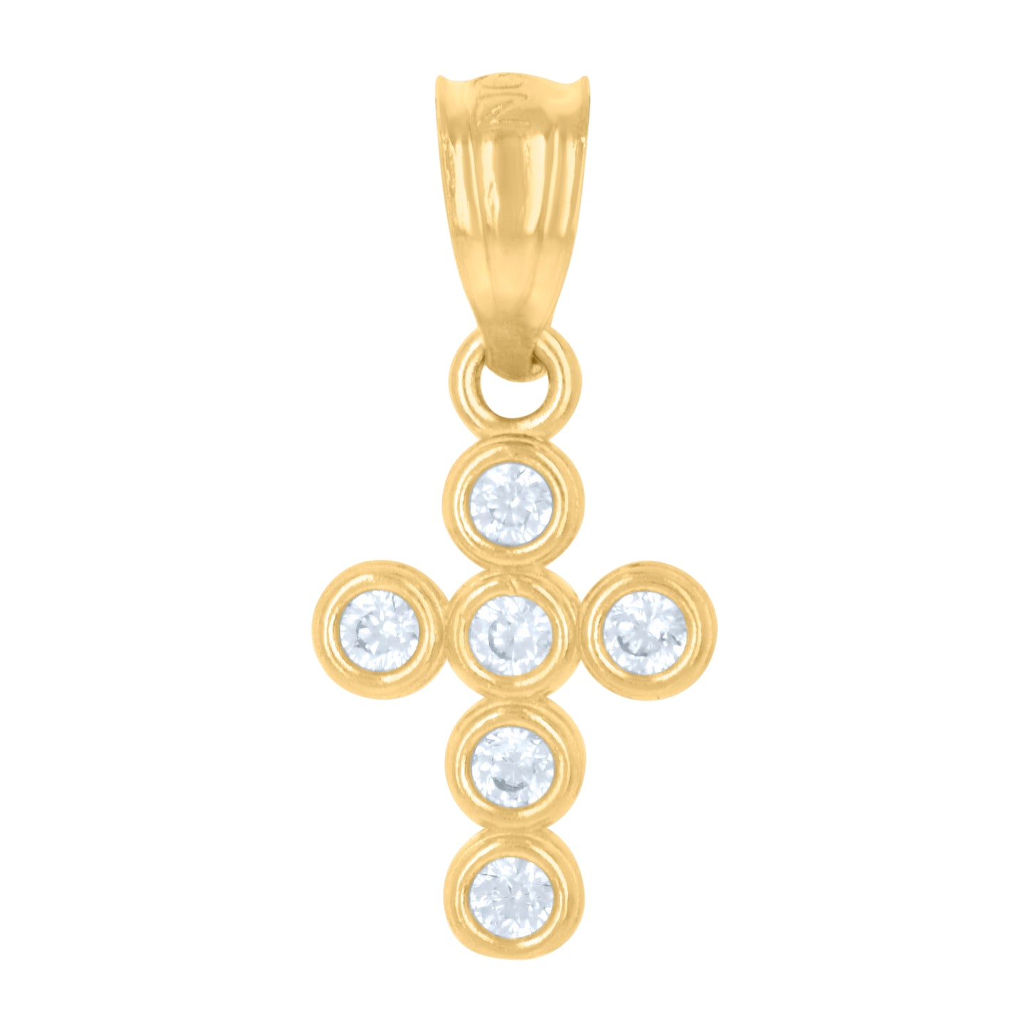 10K Yellow Gold Womens Cubic-Zirconia Cross Religious Charm Pendant