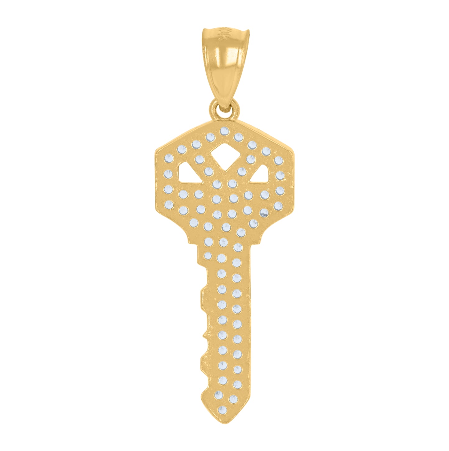 10K Yellow Gold Mens Cubic-Zirconia Key Charm Pendant