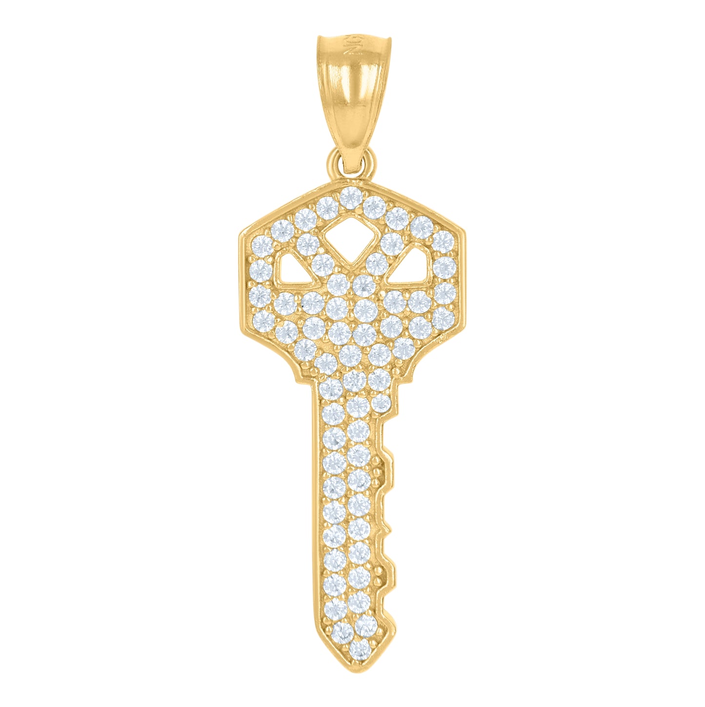 10K Yellow Gold Mens Cubic-Zirconia Key Charm Pendant