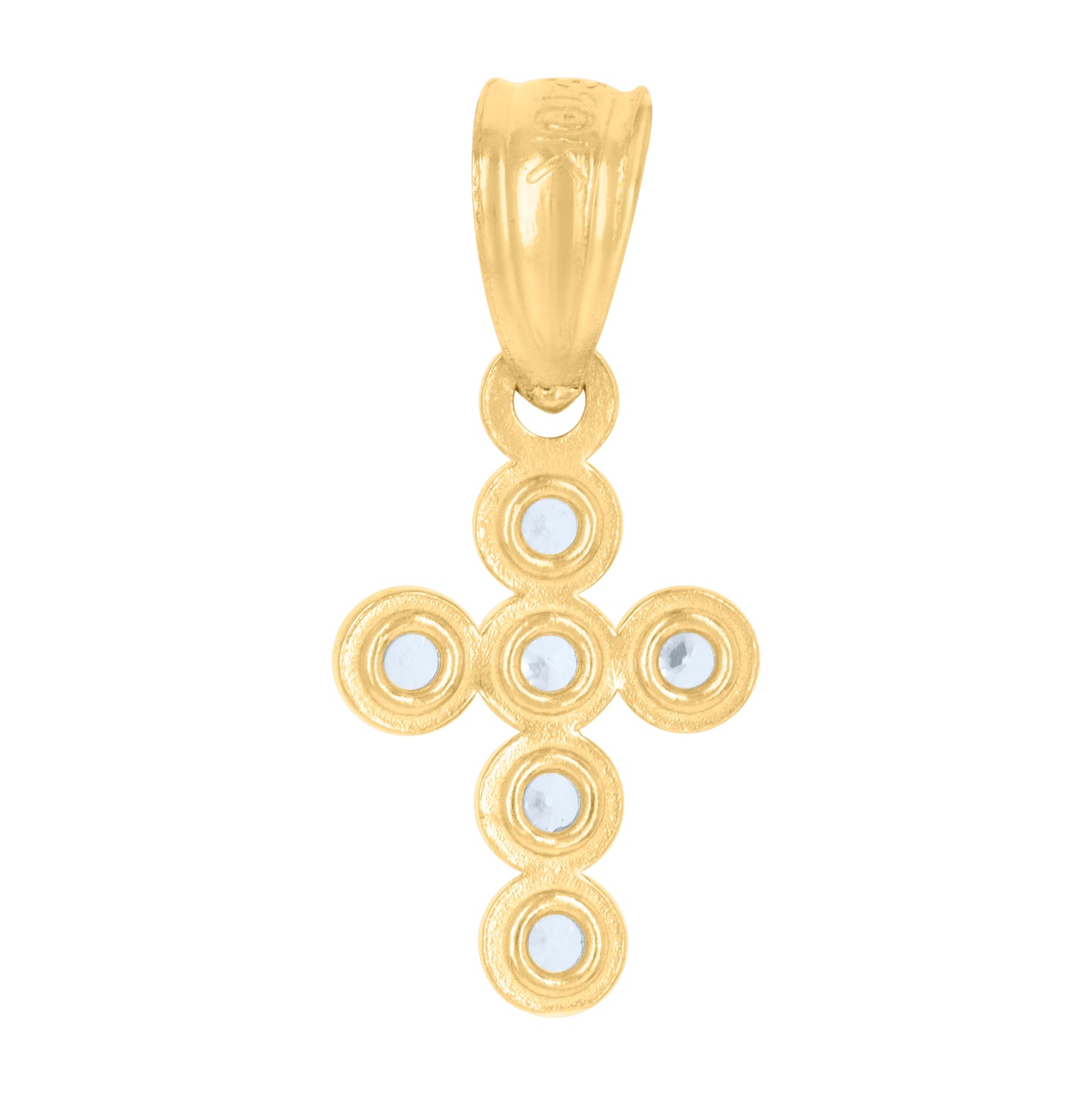 10K Yellow Gold Womens Cubic-Zirconia Cross Religious Charm Pendant