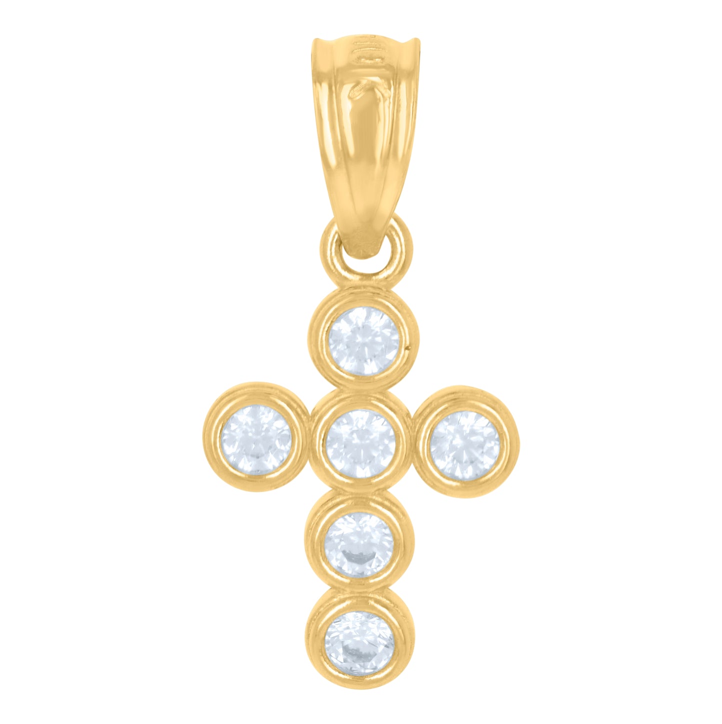 10K Yellow Gold Womens Cubic-Zirconia Cross Religious Charm Pendant