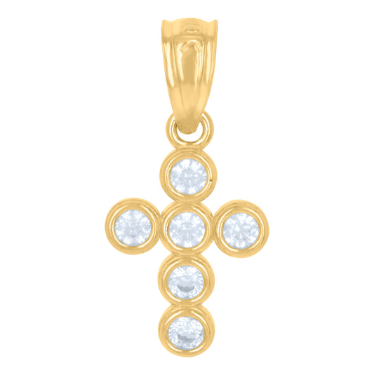 10K Yellow Gold Womens Cubic-Zirconia Cross Religious Charm Pendant