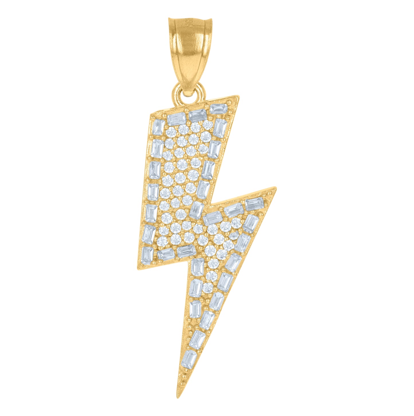 10K Yellow Gold Mens Cubic-Zirconia Lightning Bolt Fashion Charm Pendant