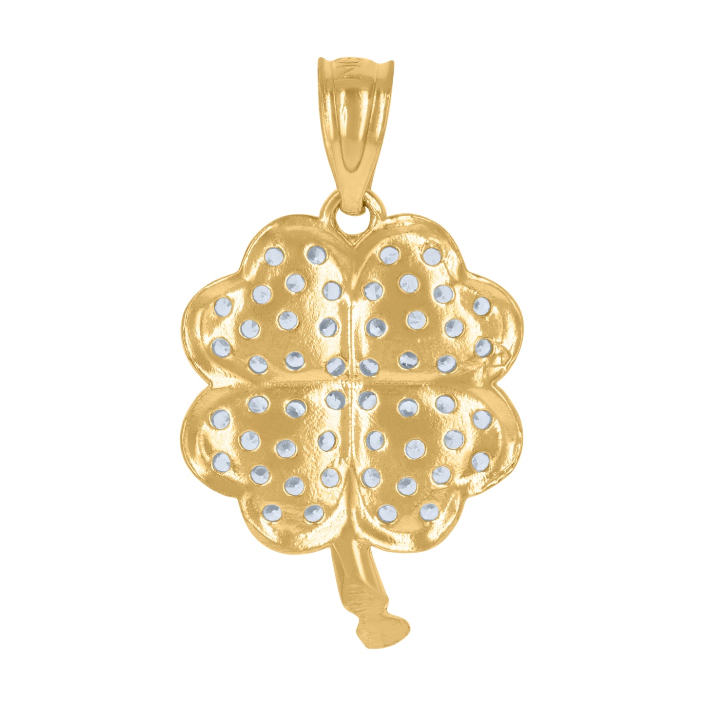 10K Yellow Gold Womens Cubic-Zirconia Clover Good Luck Charm Pendant
