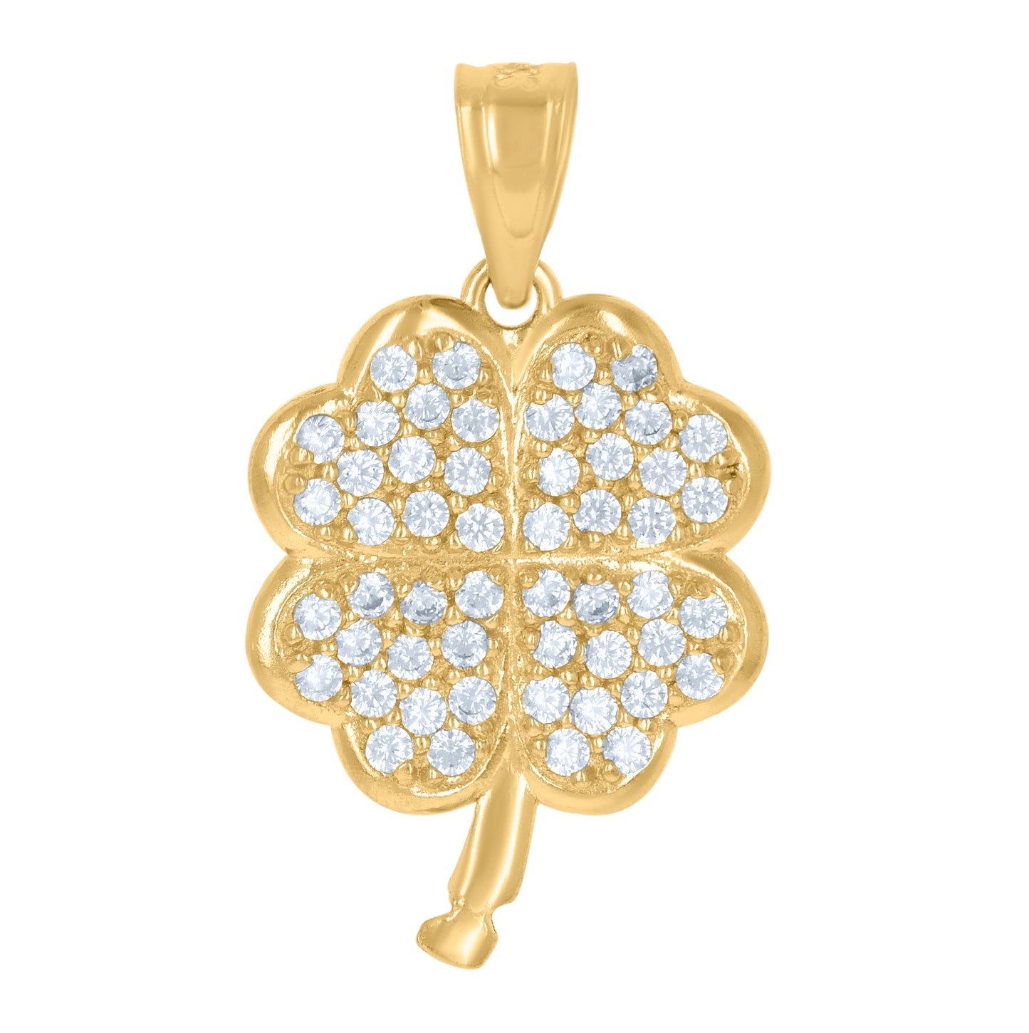 10K Yellow Gold Womens Cubic-Zirconia Clover Good Luck Charm Pendant
