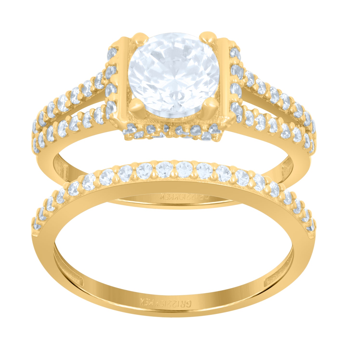 10K Yellow Gold Womens Cubic-Zirconia Duo Bridal Ring Set