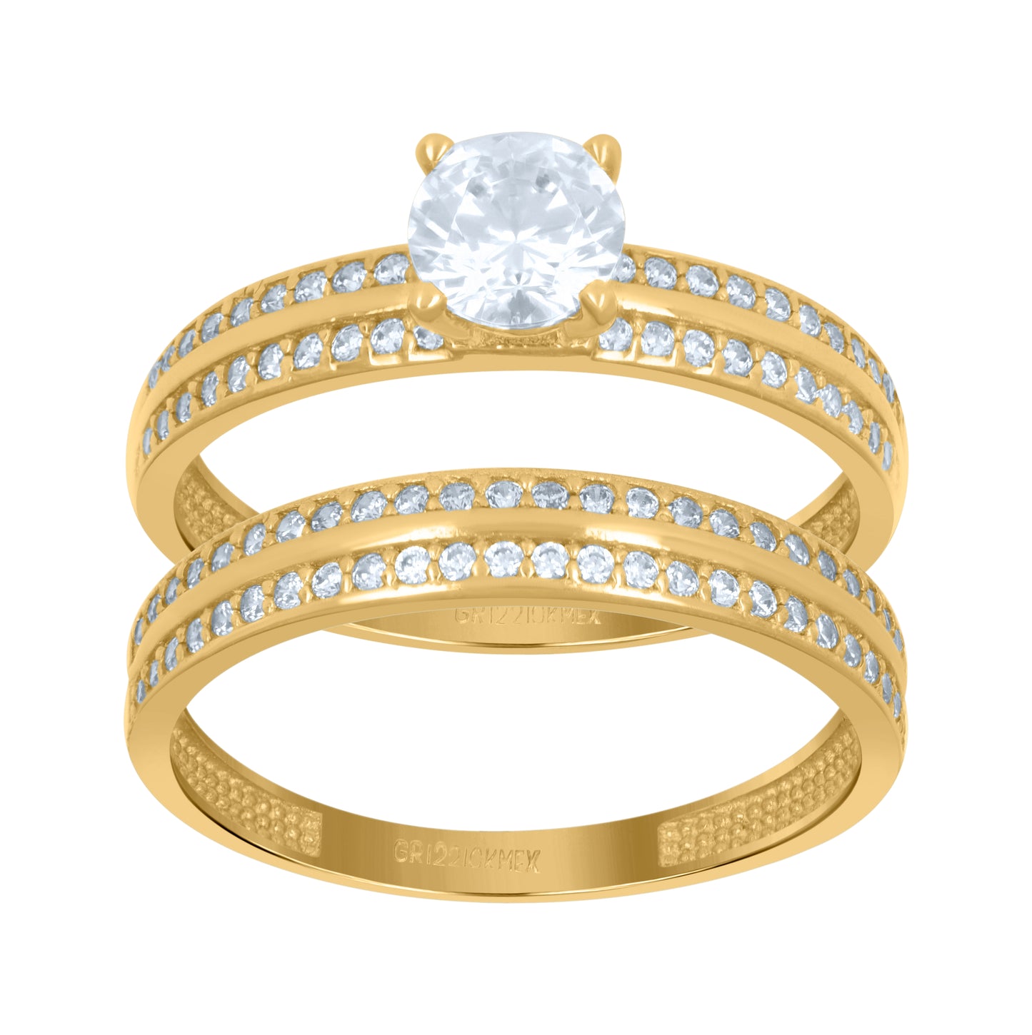 10K Yellow Gold Womens Cubic-Zirconia Duo Bridal Ring Set
