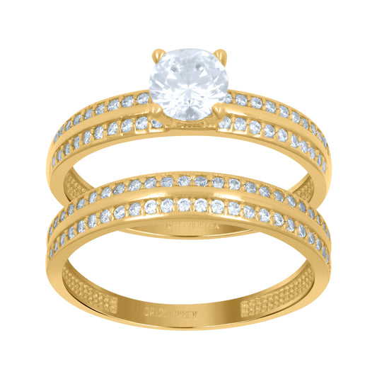 10K Yellow Gold Womens Cubic-Zirconia Duo Bridal Ring Set