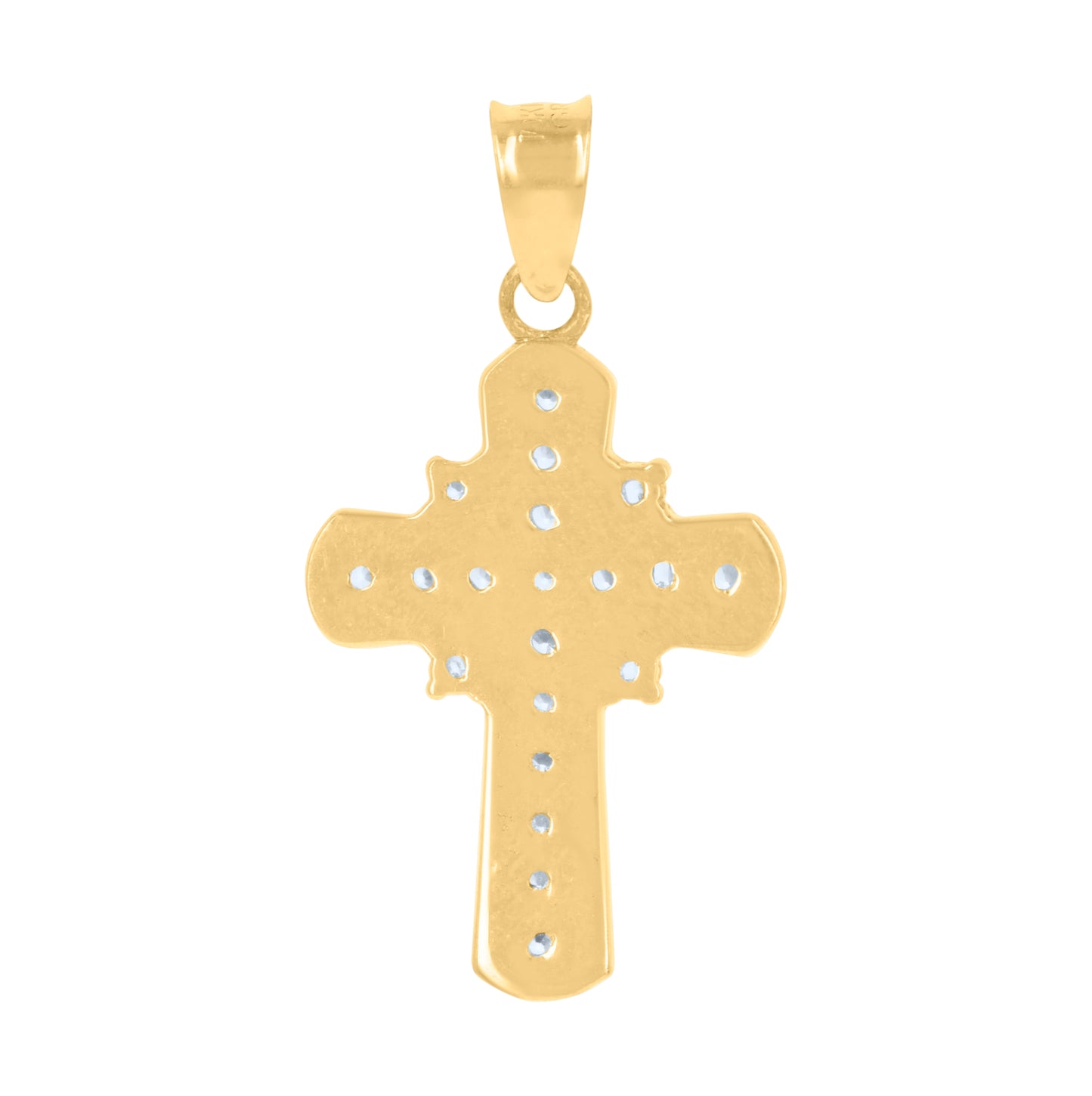 10K Yellow Gold Unisex Cubic-Zirconia Cross Religious Charm Pendant