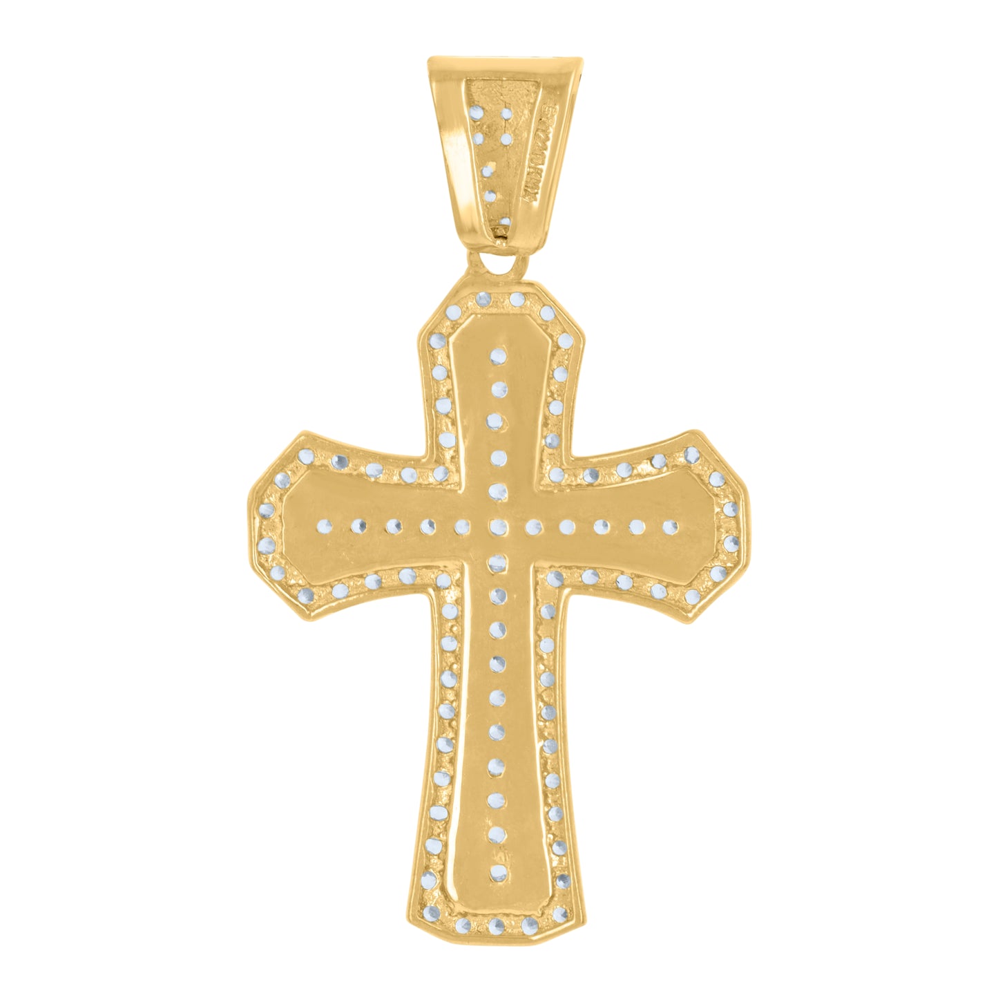 10K Yellow Gold Mens Cubic-Zirconia Cross Religious Charm Pendant